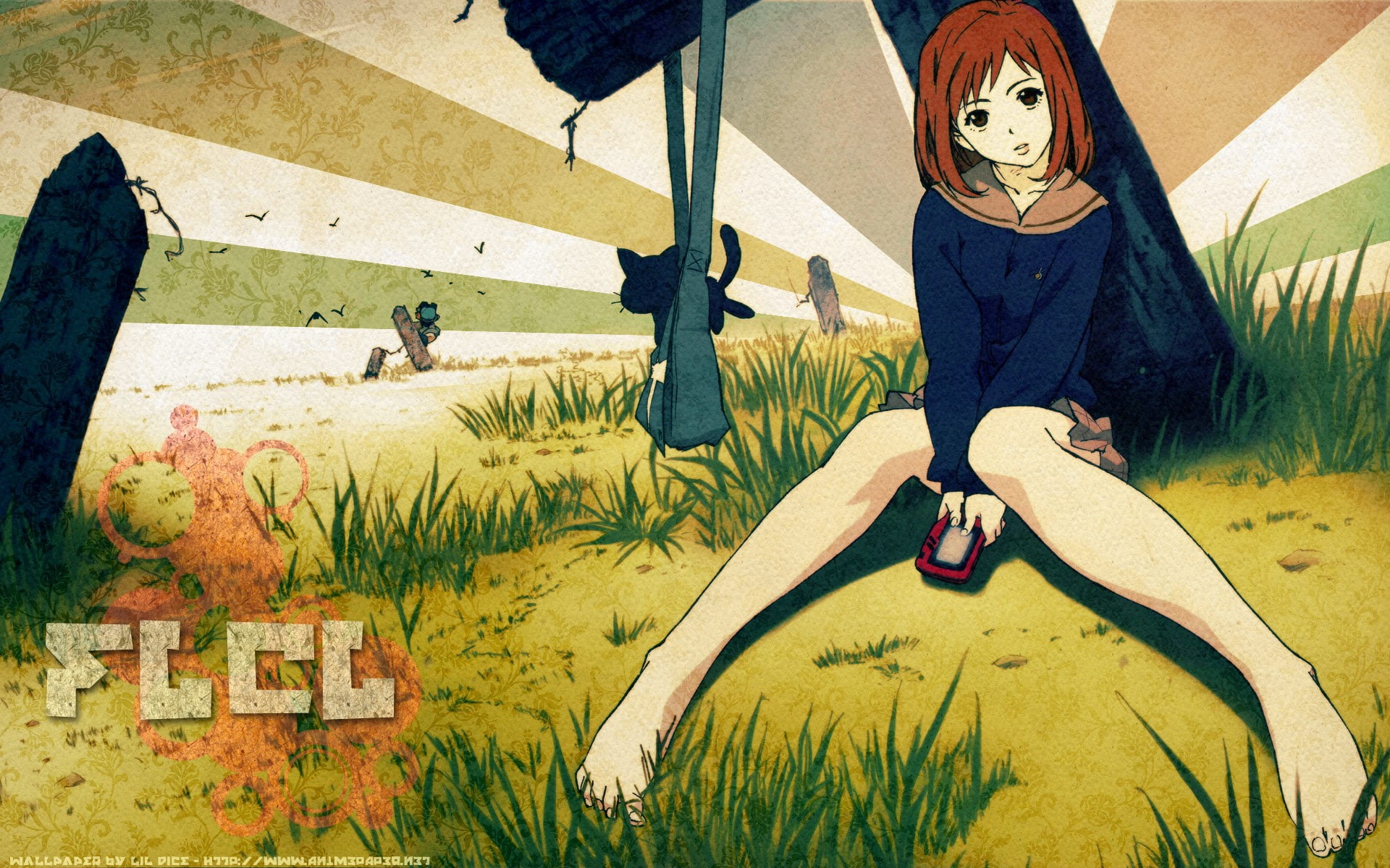 anime, one person, real people, lifestyles, low section, art and craft, plant, grass, men, FLCL, Samejima Mamimi, domestic, 1080P, day, leisure activity, HD Wallpaper