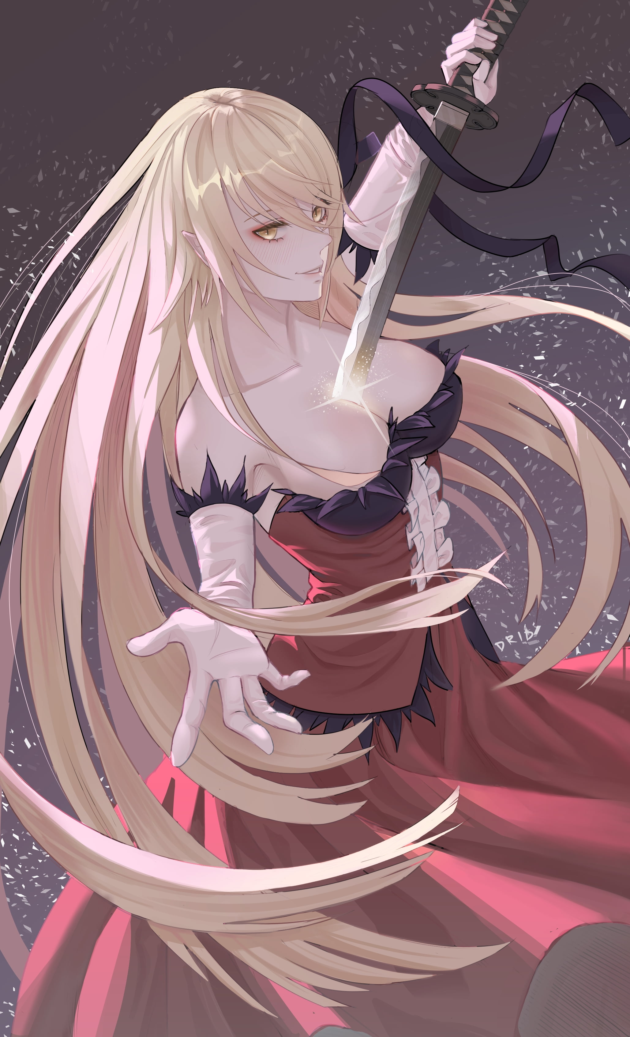portrait display, anime girls, Monogatari Series, 2K, blonde, anime, Drid, Oshino Shinobu, Phone HD Wallpaper