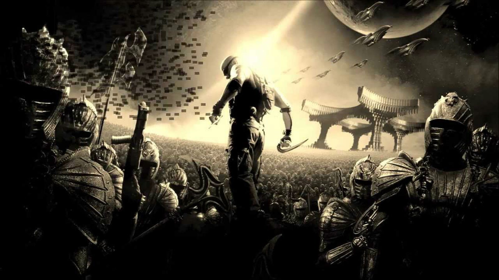 riddick, fiction, warrior, action, futuristic, 720P, chronicles, thriller, science, chronriddick, diesel, sci-fi, HD Wallpaper