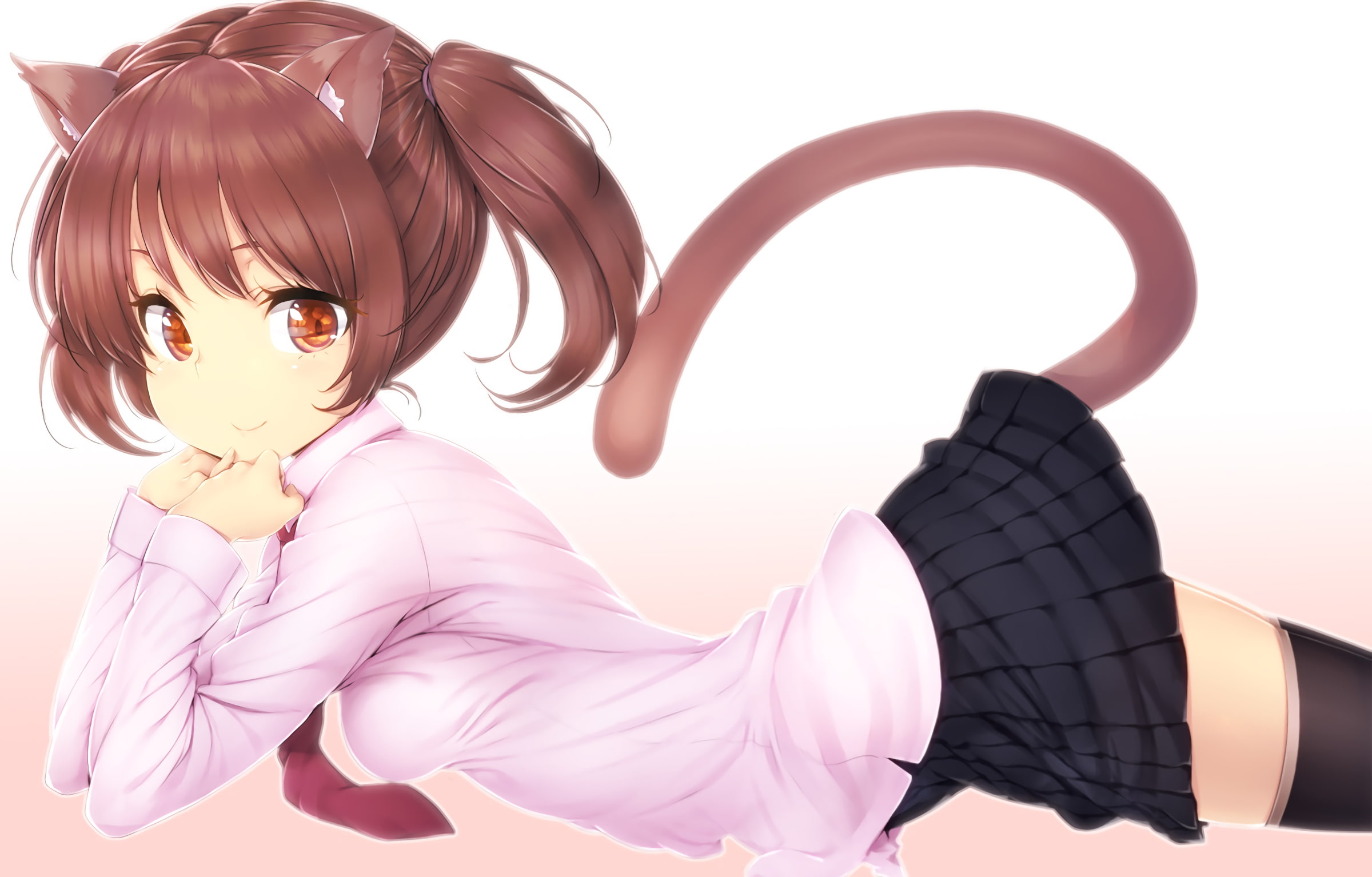 females, fashion, anime, beautiful woman, portrait, studio shot, anime girls, cat girl, white background, close-up, one person, hairstyle, leisure activity, HD Wallpaper