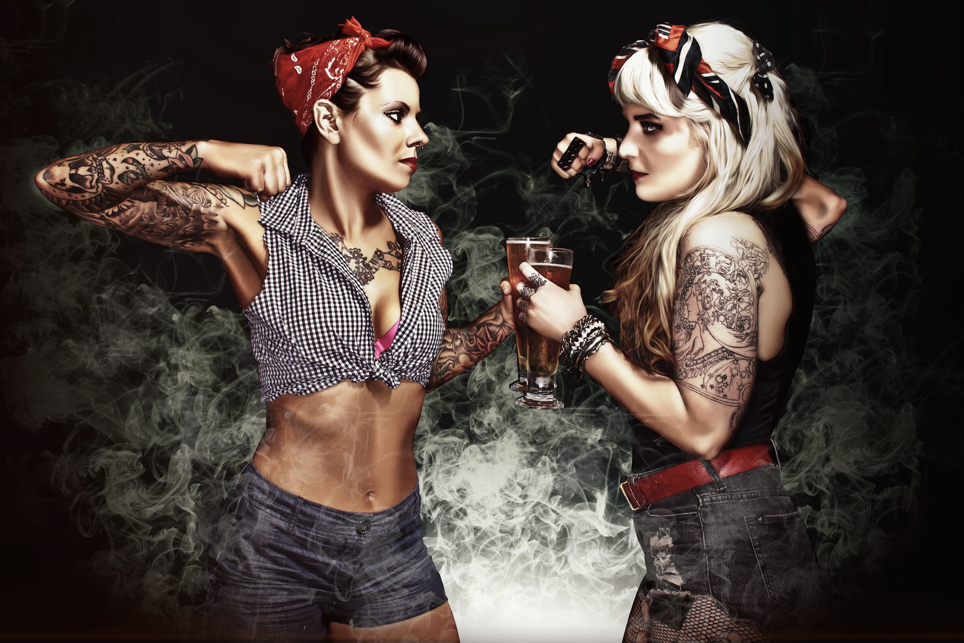 fight, knuckles, 1080P, Brad Kingett, photographer, smoke, boxing, tattoo, girls, beer, HD Wallpaper