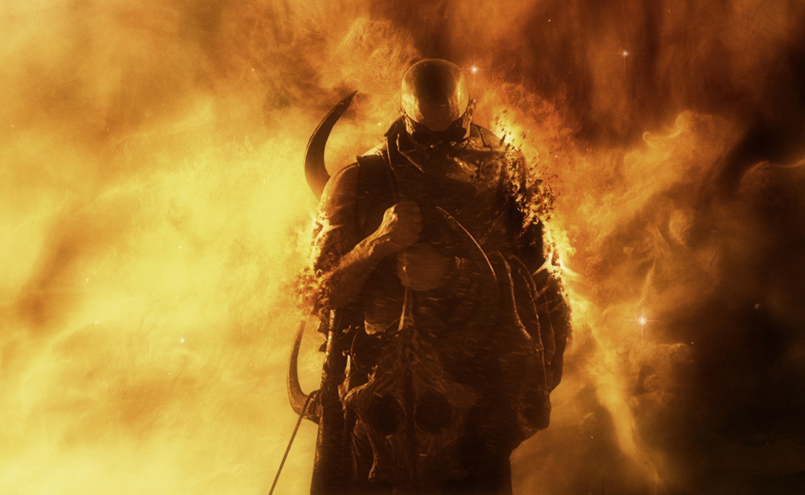 nature, vin diesel, warning sign, 2K, burning, uniform, weapon, communication, Movies, fire - natural phenomenon, risk, hd, adult, aggression, one person, HD Wallpaper