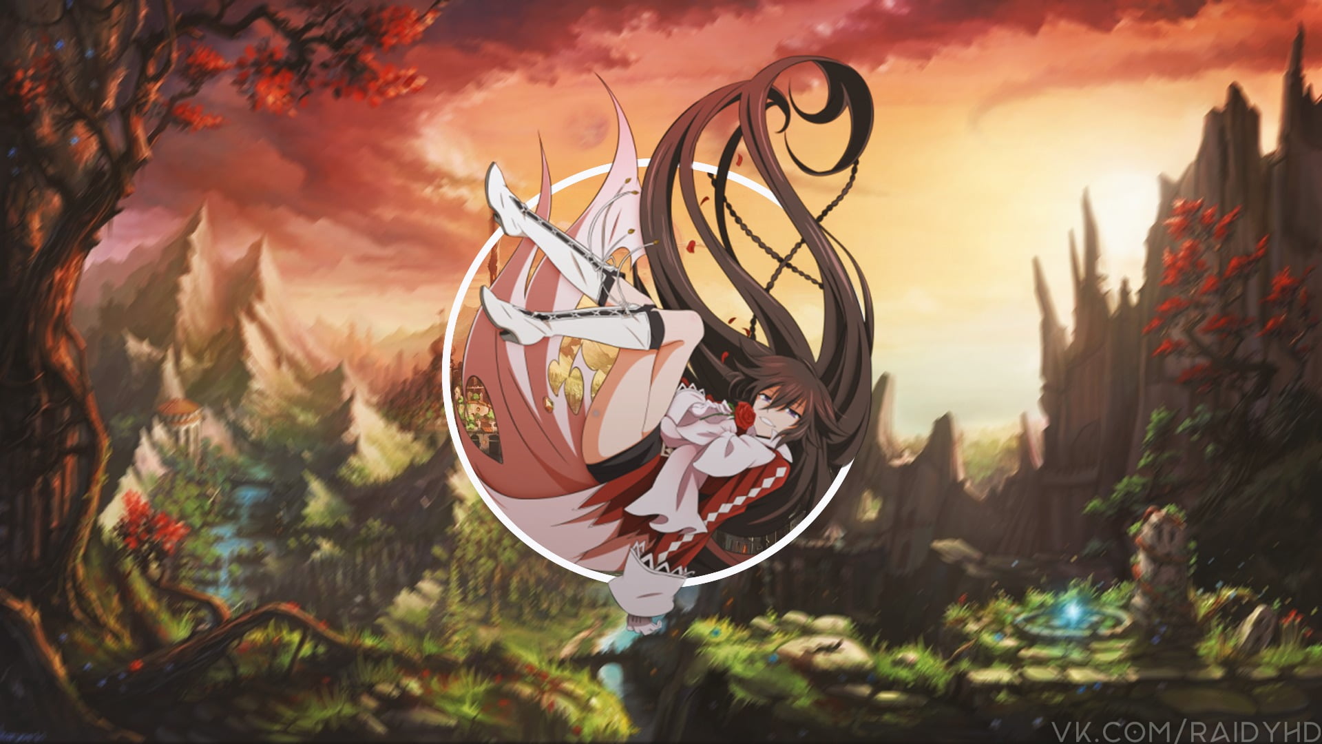 picture-in-picture, creativity, reflection, nature, Alice Baskerville, no people, shape, plant, anime girls, sunlight, Pandora Hearts, anime, outdoors, HD Wallpaper