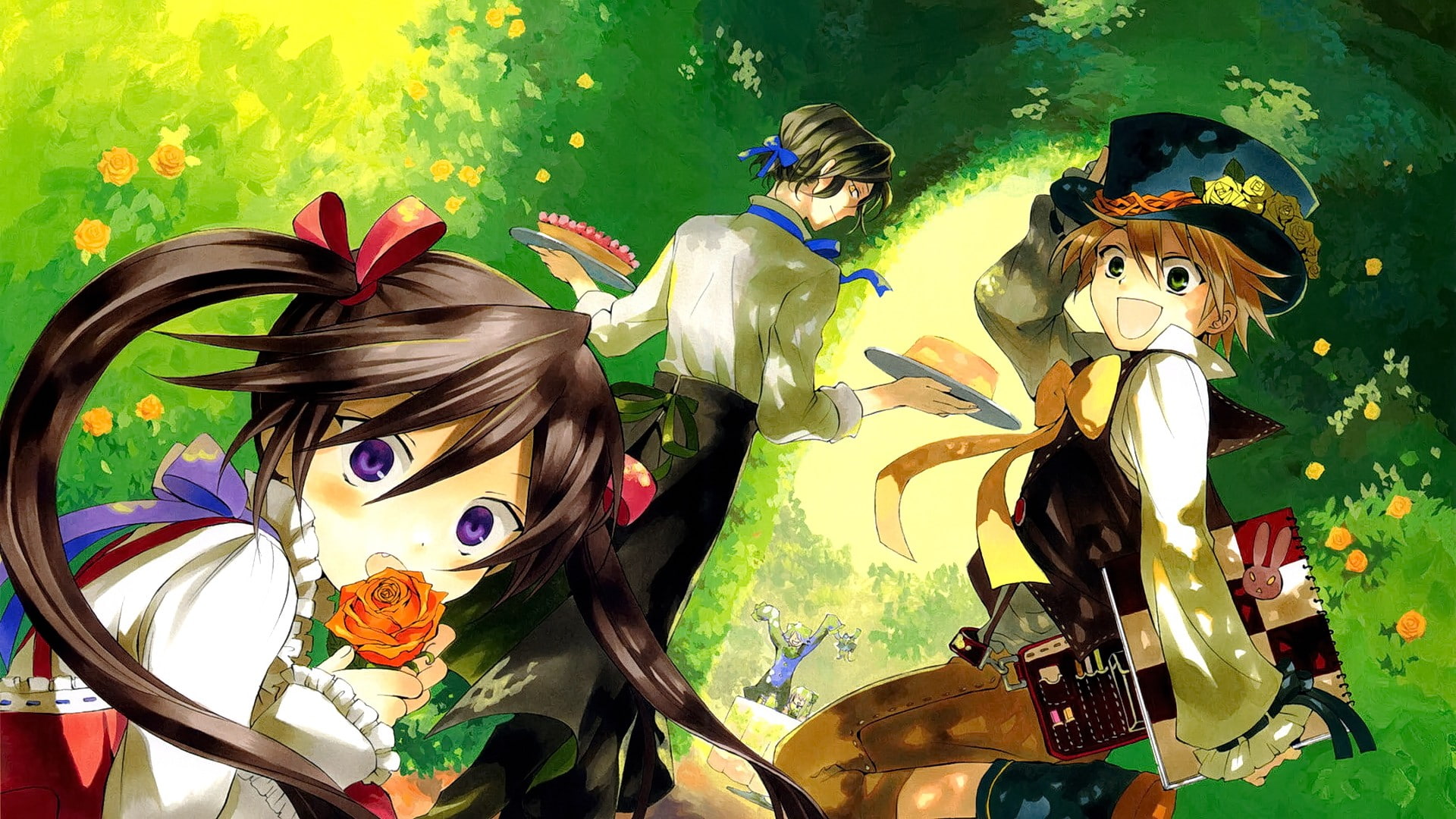smiling, Pandora Hearts, anime girls, anime, 1080P, brunette, open mouth, green eyes, looking at viewer, HD Wallpaper