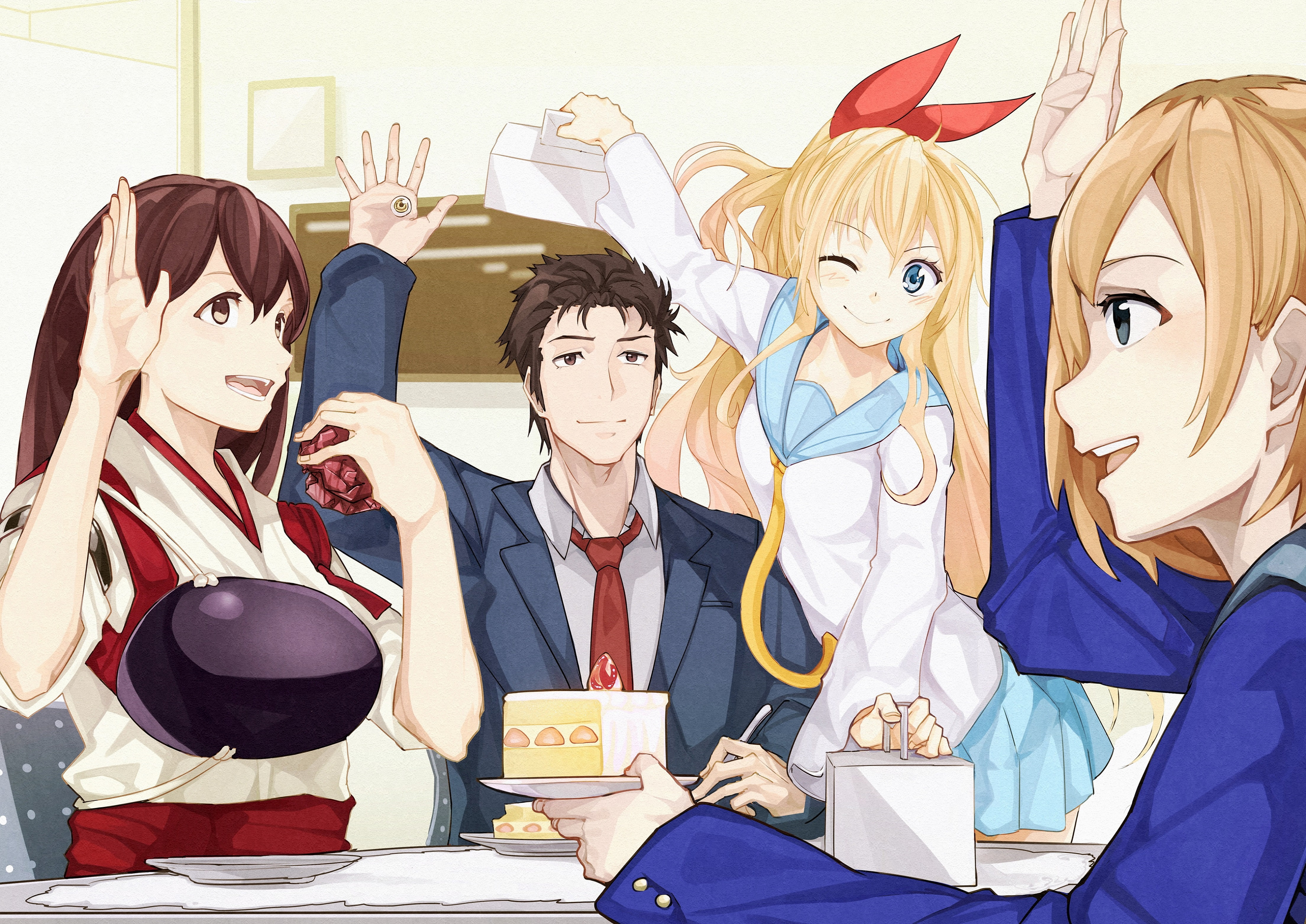 Aoi Miyamori, Akagi (Kancolle), Kiseijuu: Sei No Kakuritsu, 4K, Crossover, Shirobako, Chitoge Kirisaki, Kantai Collection, Nisekoi, Anime, Shinichi Izumi, HD Wallpaper