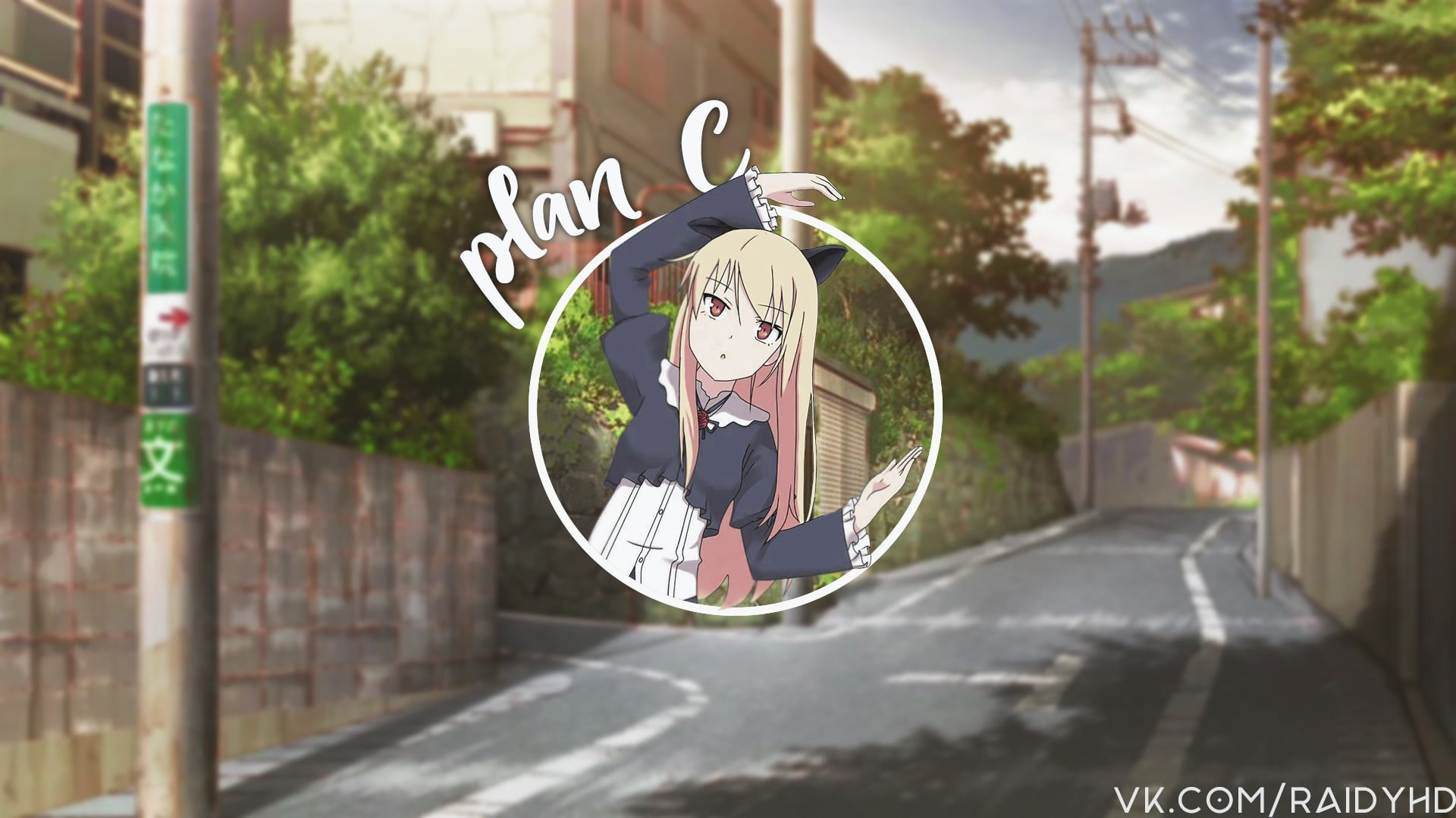 representation, building exterior, no people, shape, 1080P, outdoors, anime girls, day, city, nature, built structure, anime, clock, circle, sunlight, HD Wallpaper
