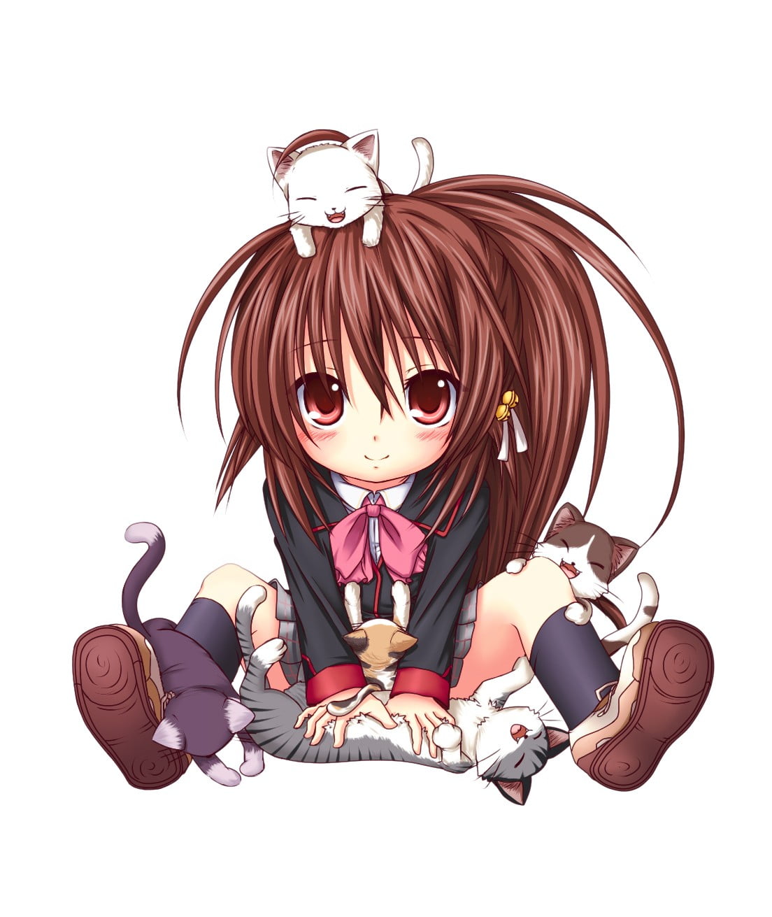 indoors, pets, studio shot, Little Busters!, representation, child, women, 720P, white background, depression - sadness, s, black, one animal, domestic animals, Phone HD Wallpaper