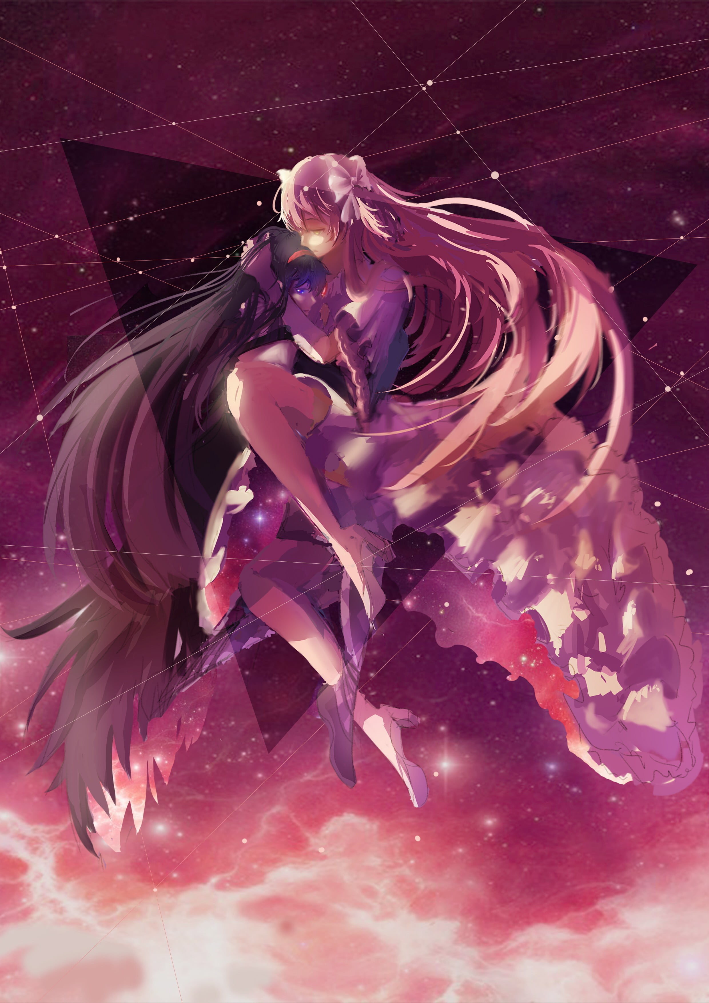 beauty, Mahou Shoujo Madoka Magica, full length, women, purple, 2K, Kaname Madoka, plastic, dancing, underwater, sea, young adult, portrait, Akemi Homura, Phone HD Wallpaper