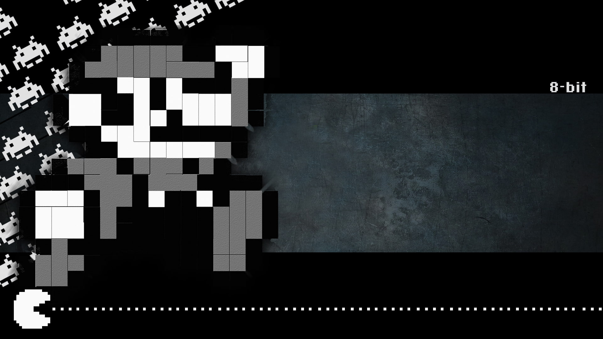 hd, 1080P, bw, pac, mario, man, video games, HD Wallpaper