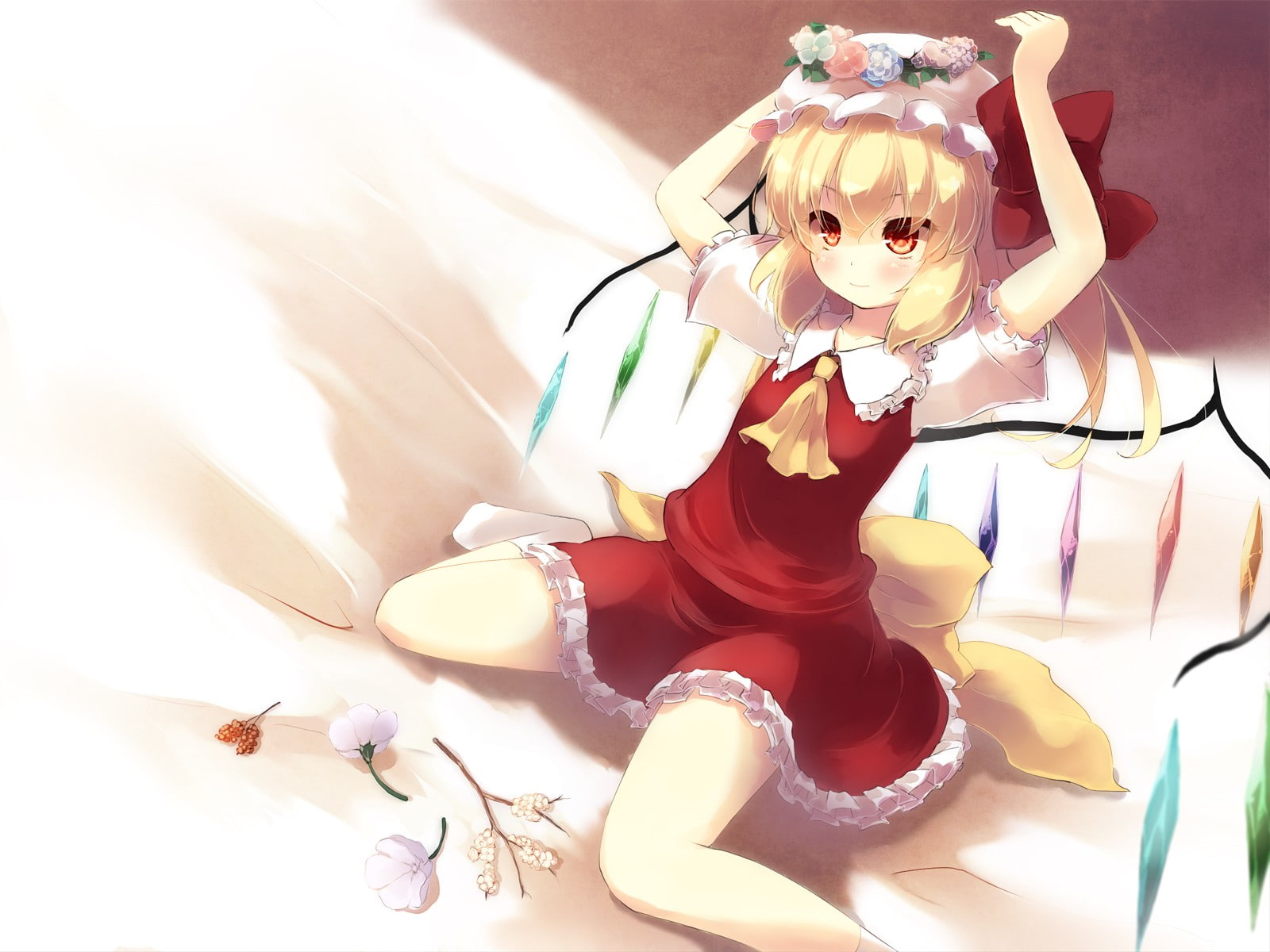 Touhou, Flandre Scarlet, wings, anime girls, 720P, HD Wallpaper
