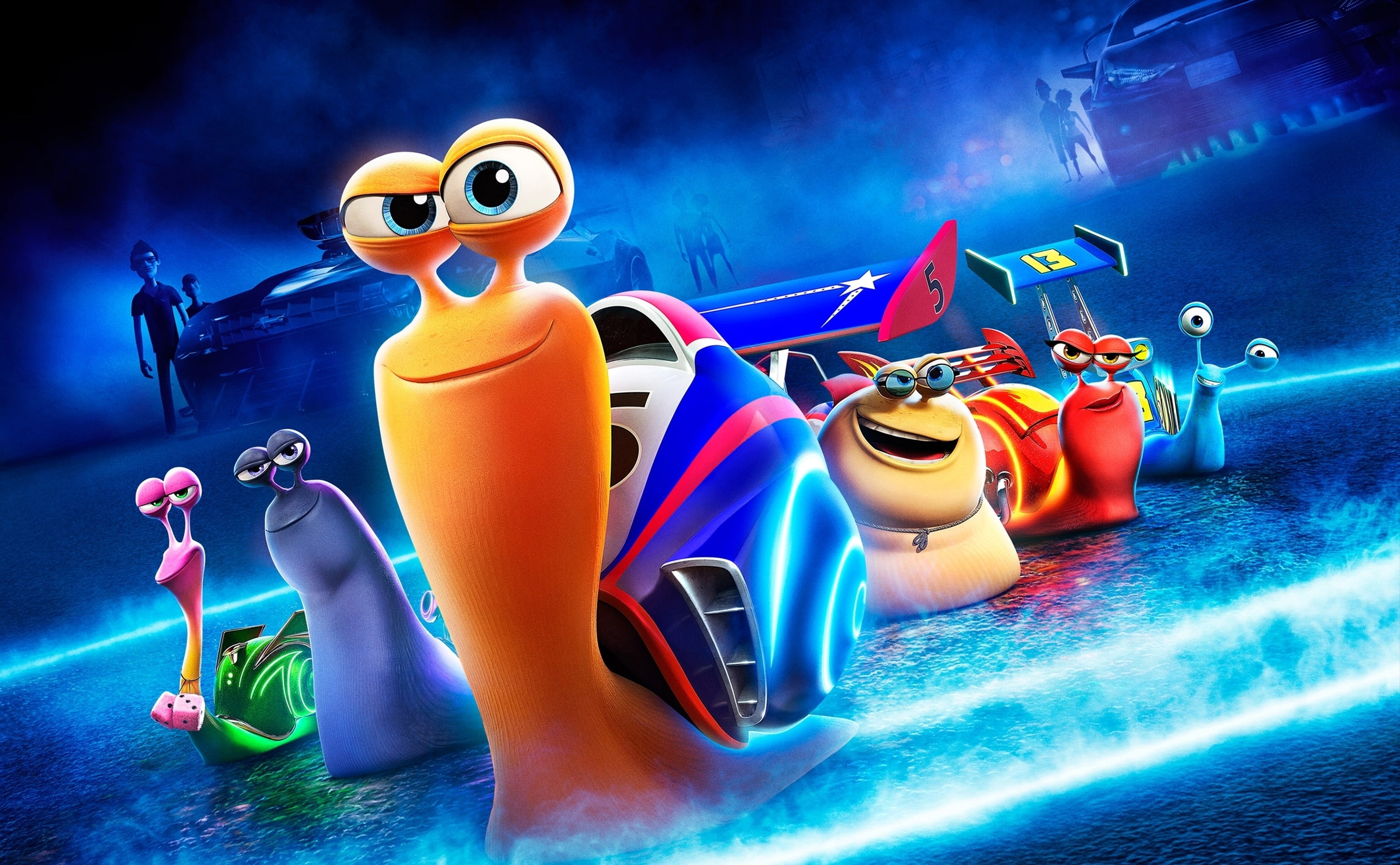 snails, cartoons, turbo, glance, film, 2K, HD Wallpaper
