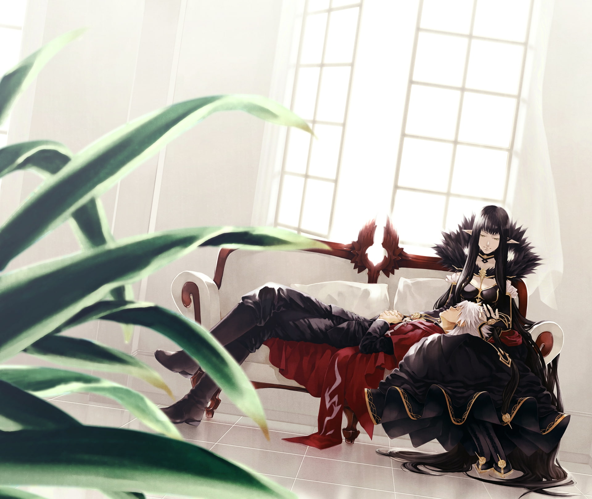 women, Shirou Kotomine, Fate/Apocrypha, plant part, Assassin of Red, Fate Series, day, indoors, 1080P, furniture, lifestyles, window, lying down, relaxation, HD Wallpaper