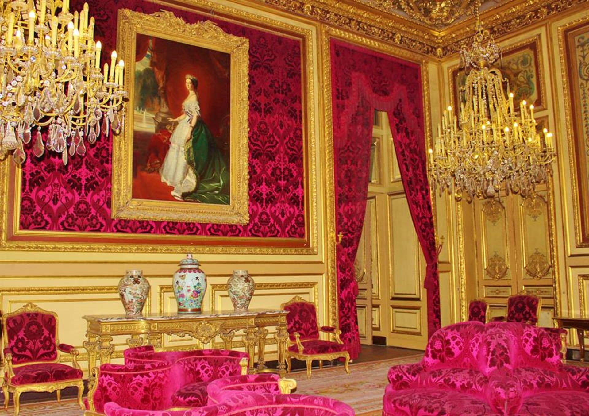 elegance, velvet, victorian, red, pink, living, colorful, plant, gold colored, ornate, gold, no people, decoration, monument, beauty in nature, wealth, HD Wallpaper