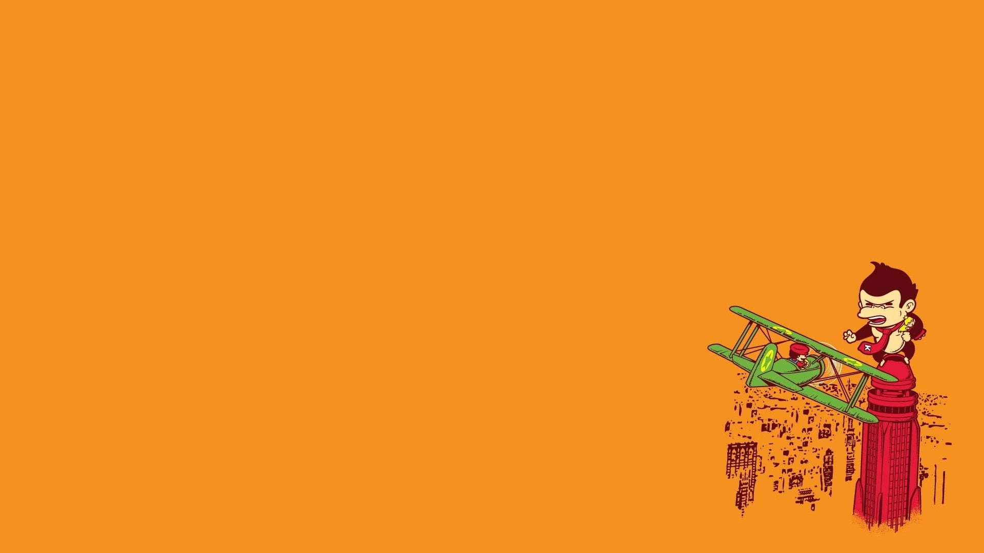 Donkey Kong, Orange, Mario, Airplane, 1080P, King Kong, HD Wallpaper
