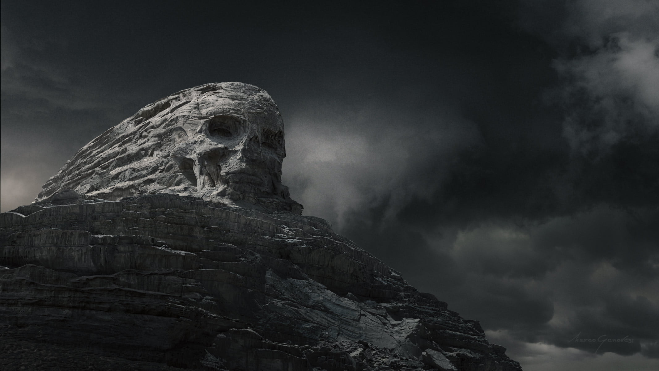 horror, 1080P, Prometheus (movie), concept art, movies, clouds, mountains, HD Wallpaper