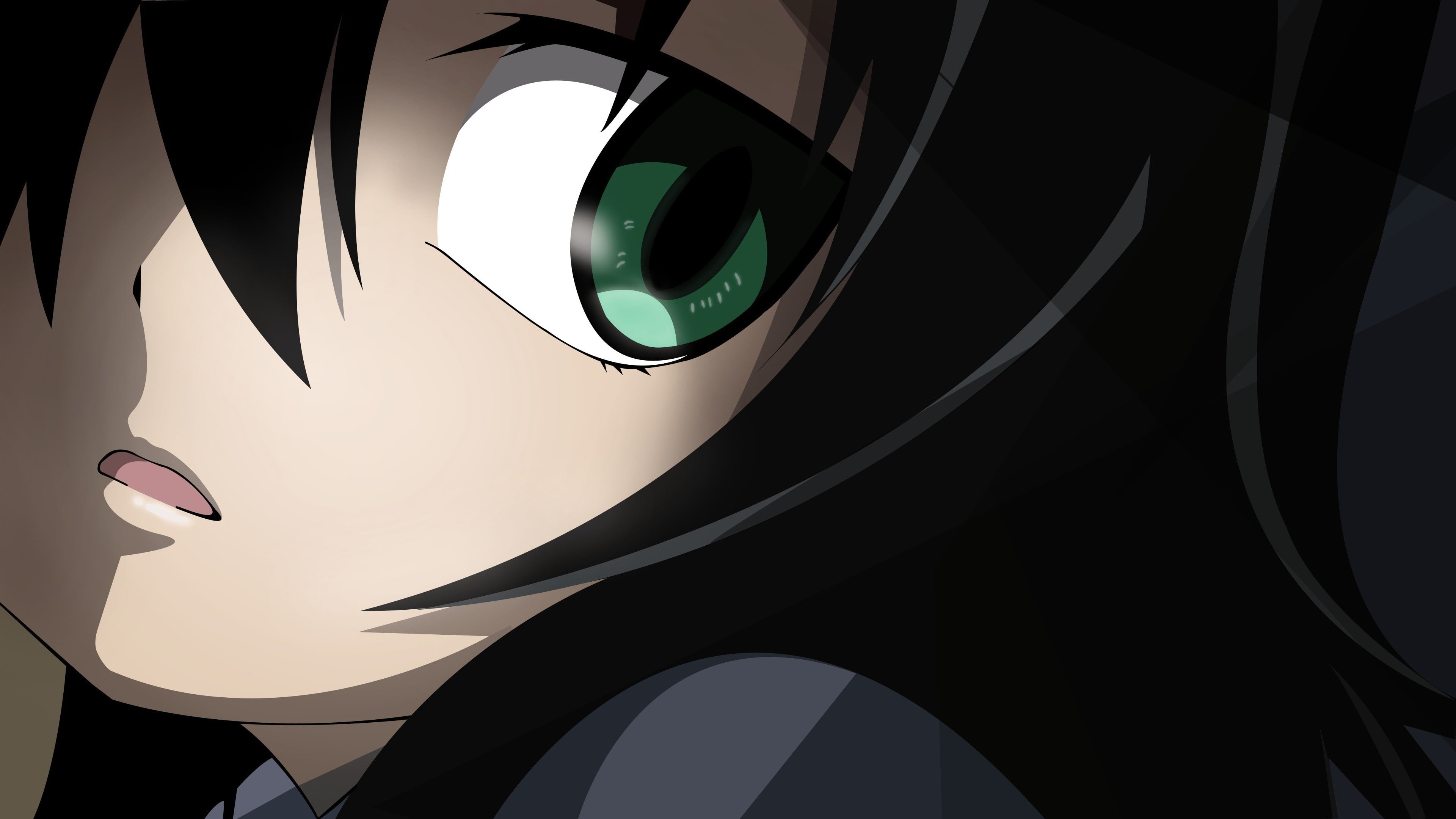 modern, electric light, architecture, illuminated, black background, anime girls, technology, close-up, female, brunette, electric lamp, green eyes, reflection, HD Wallpaper