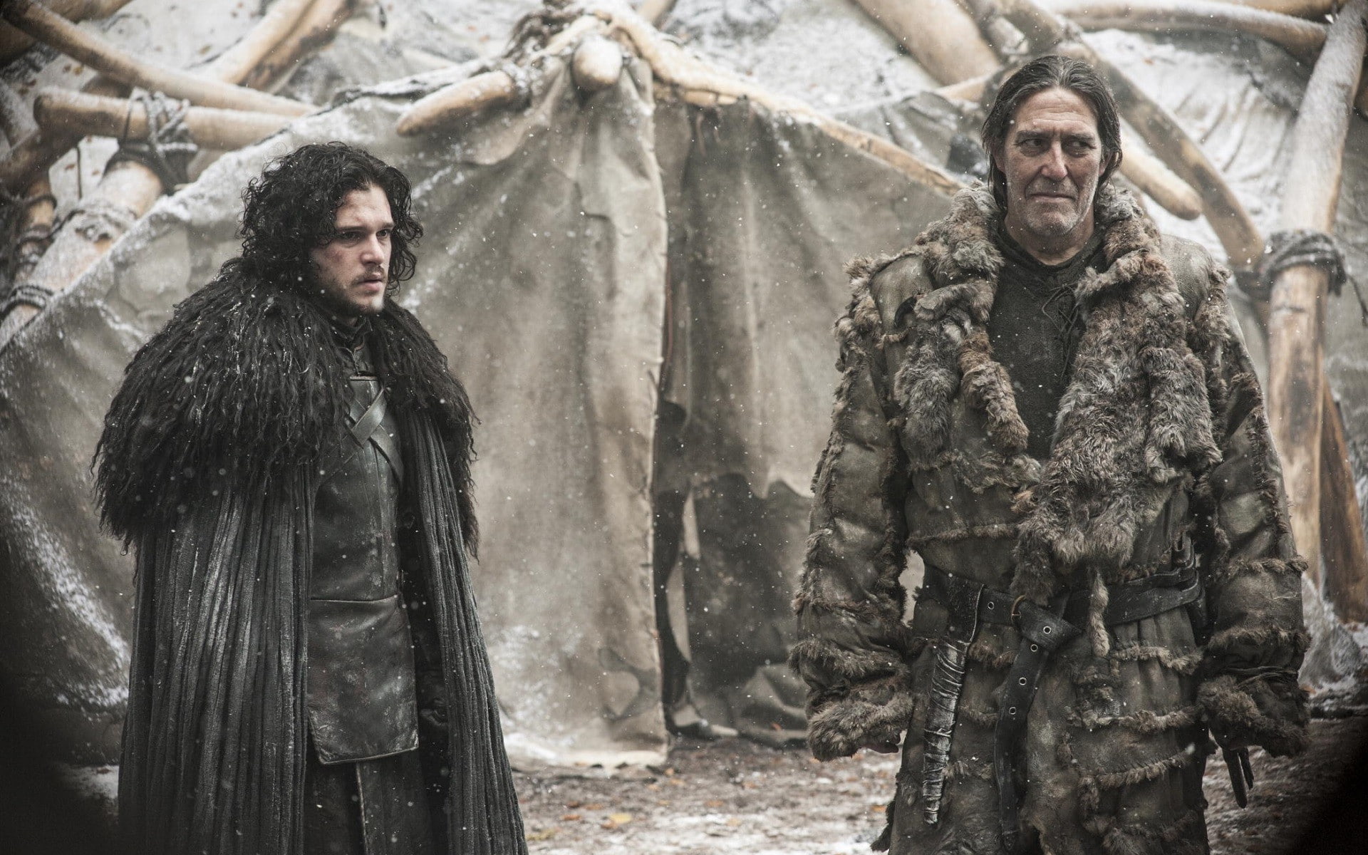 actor, Ciaran Hinds, Mance Rayder, Kit Harington, Jon Snow, Game of Thrones, TV, 1080P, snow, HD Wallpaper
