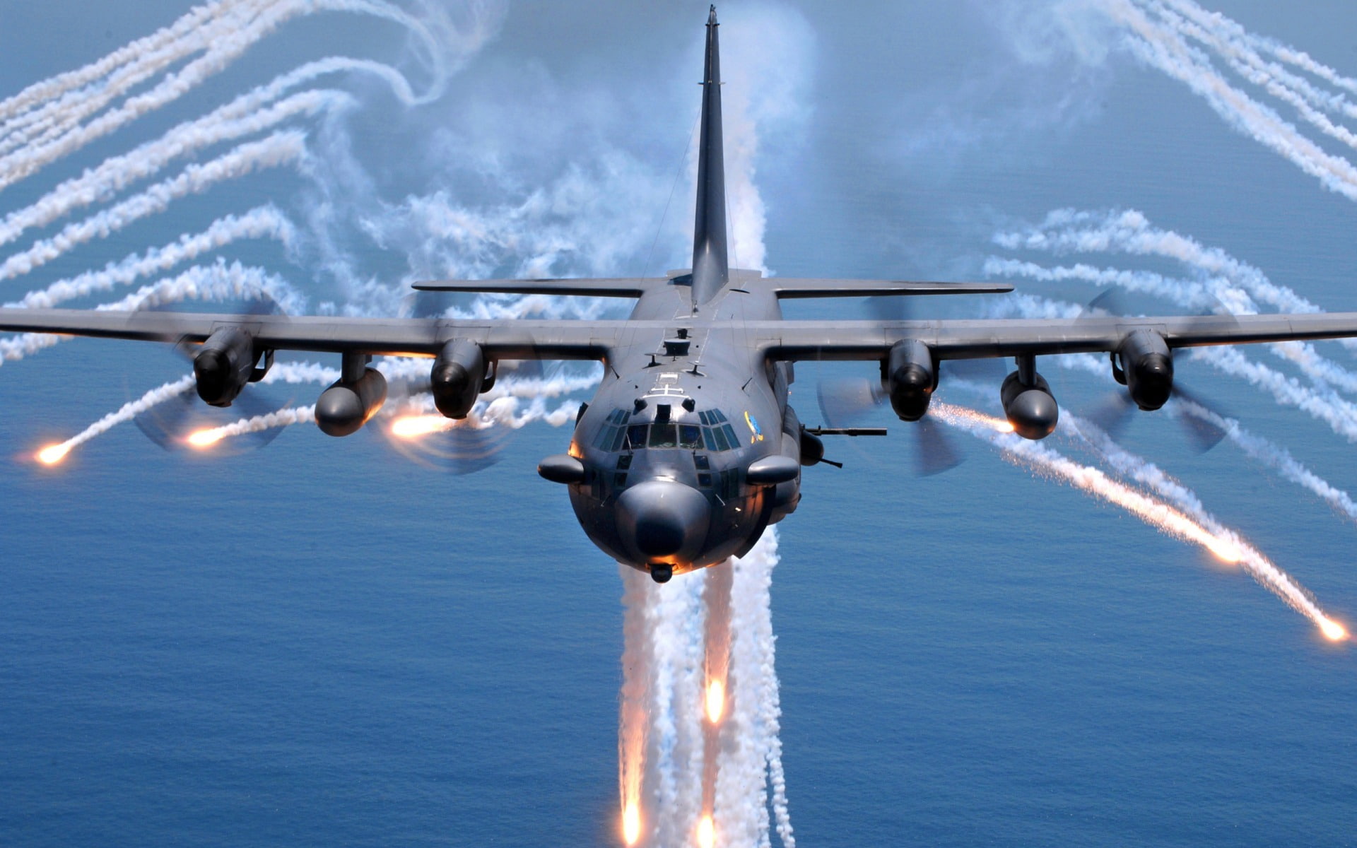 transportation, aggression, widescreen, water, plane, military, flying, outdoors, nautical vessel, airplane, navy, jet engine, arrival, hd, mode of transportation, HD Wallpaper