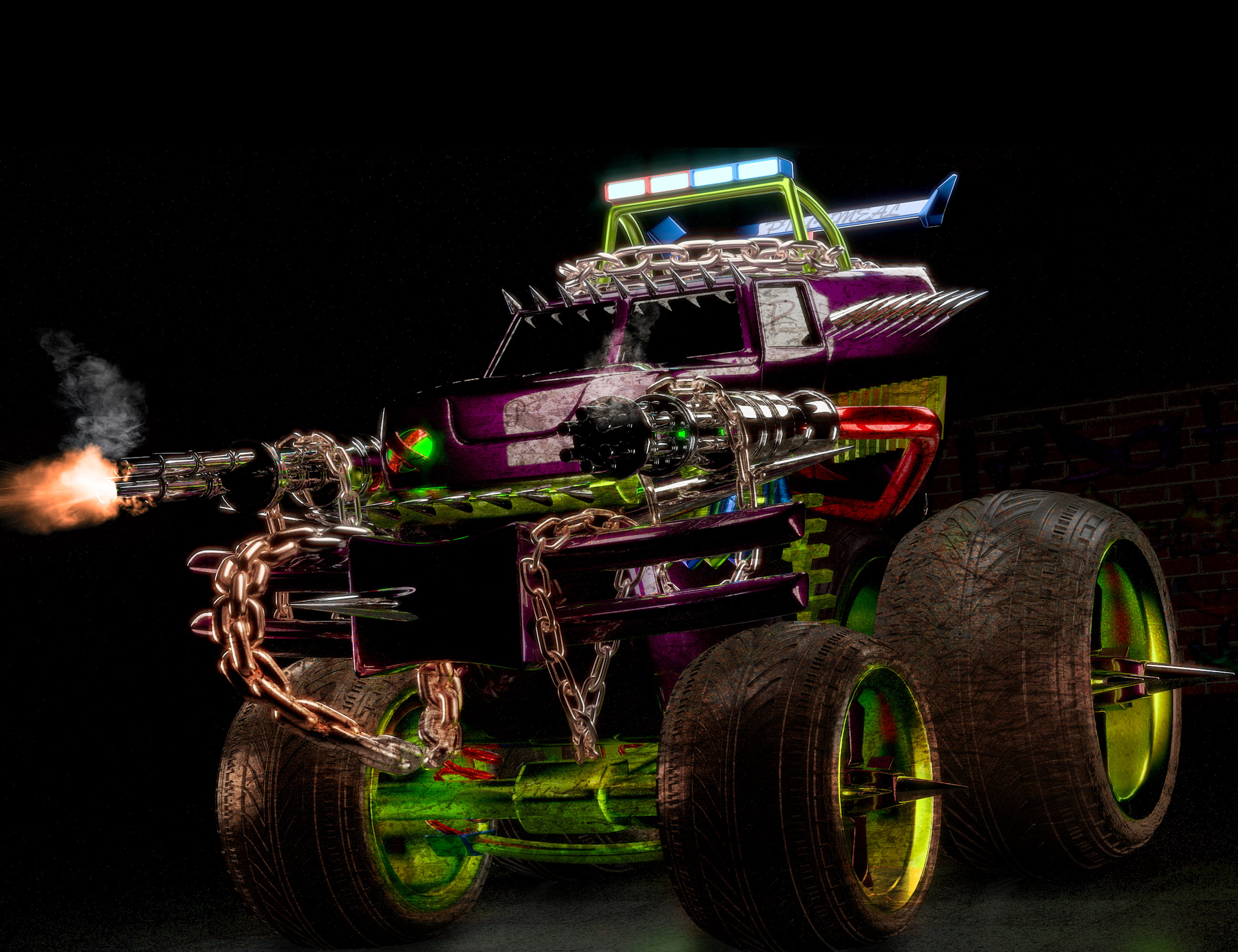 gunships, 3D, wheels, 2K, truck, Twisted Metal (Video Game), HD Wallpaper