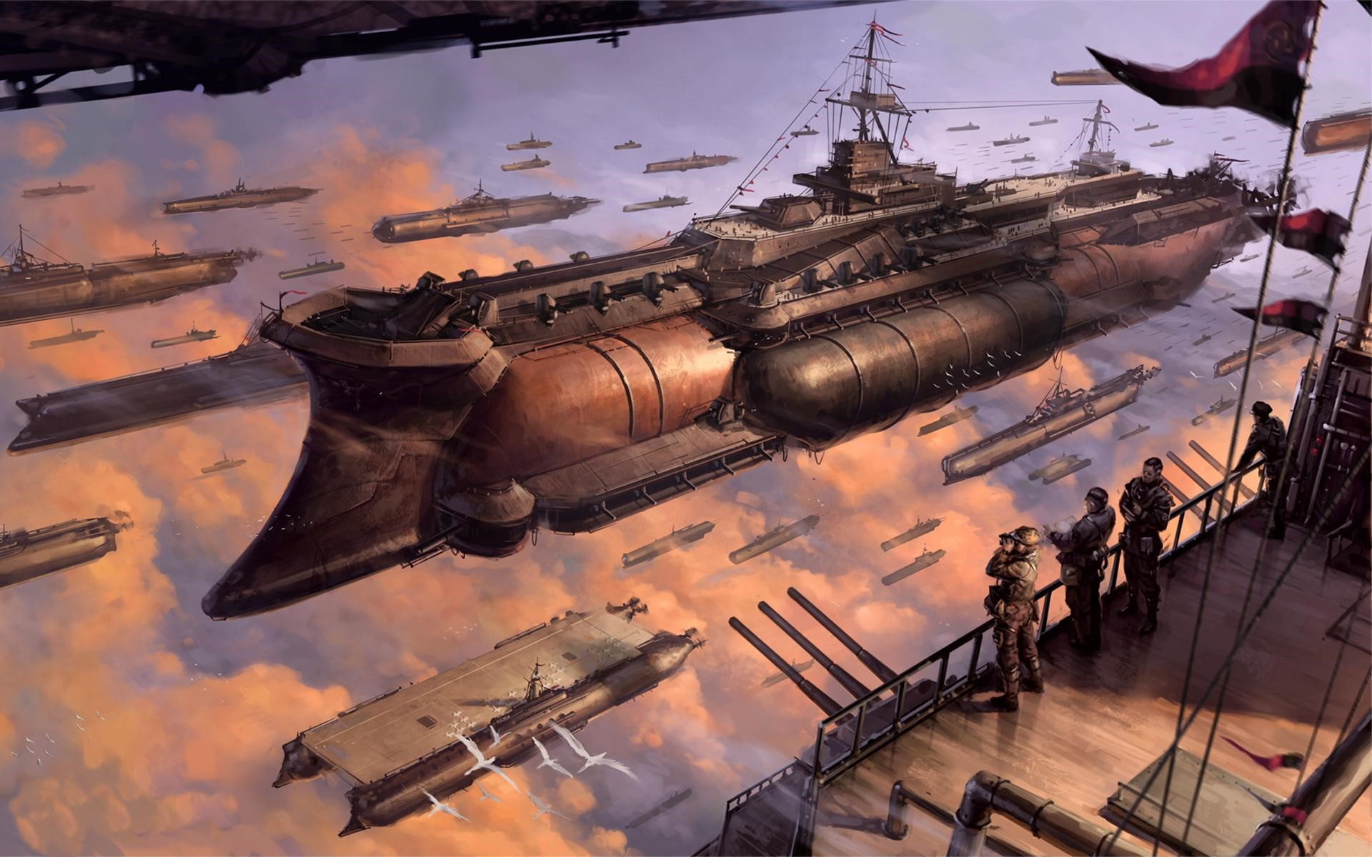 history, built structure, building exterior, nature, low angle view, day, no people, transportation, fantasy art gunships futuristic, metal, cloud - sky, HD Wallpaper