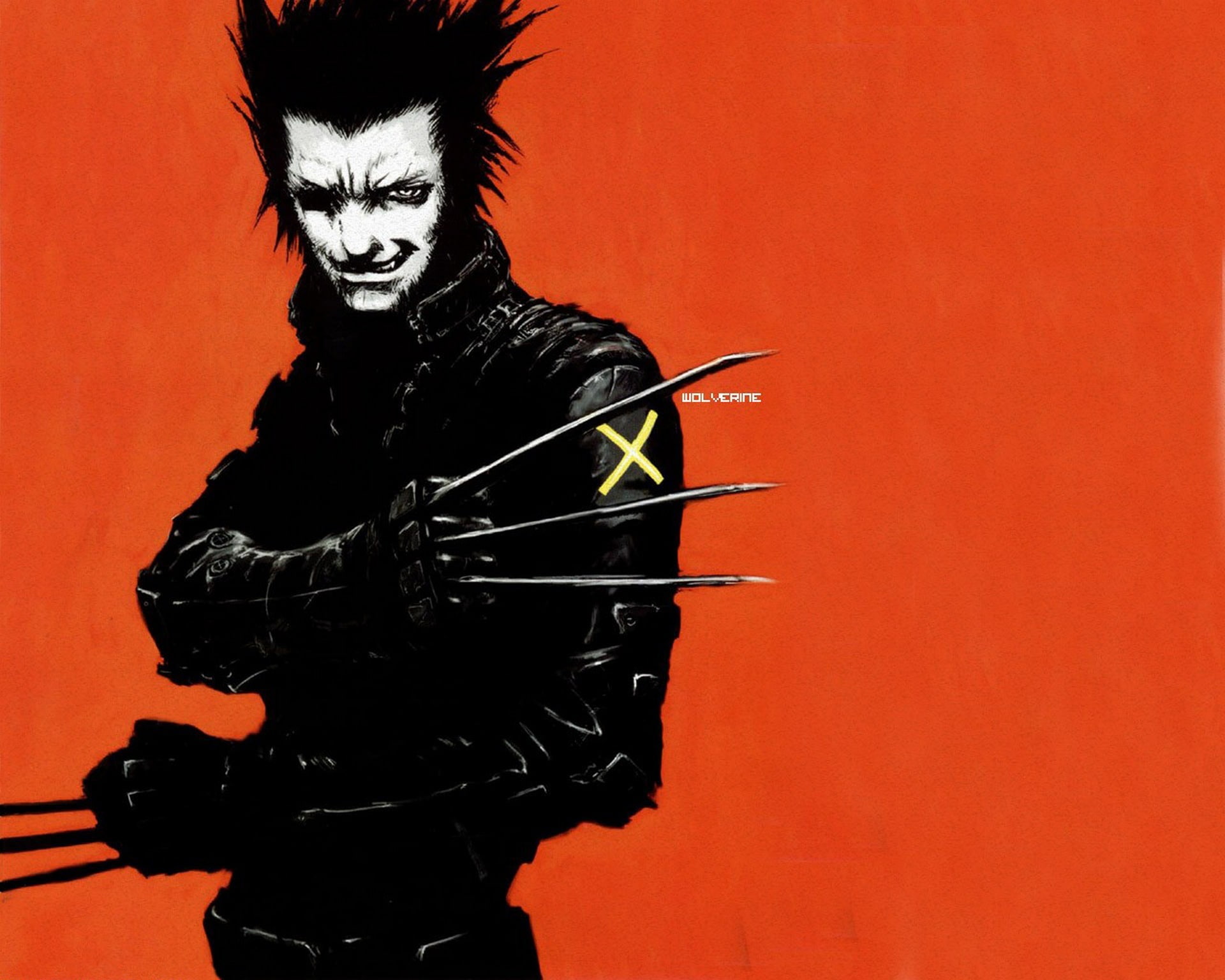 spooky, one Man Only, people, Tsutomu Nihei, aggression, X-Men, studio shot, fear, orange background, red background, men, pop Art, indoors, representation, HD Wallpaper