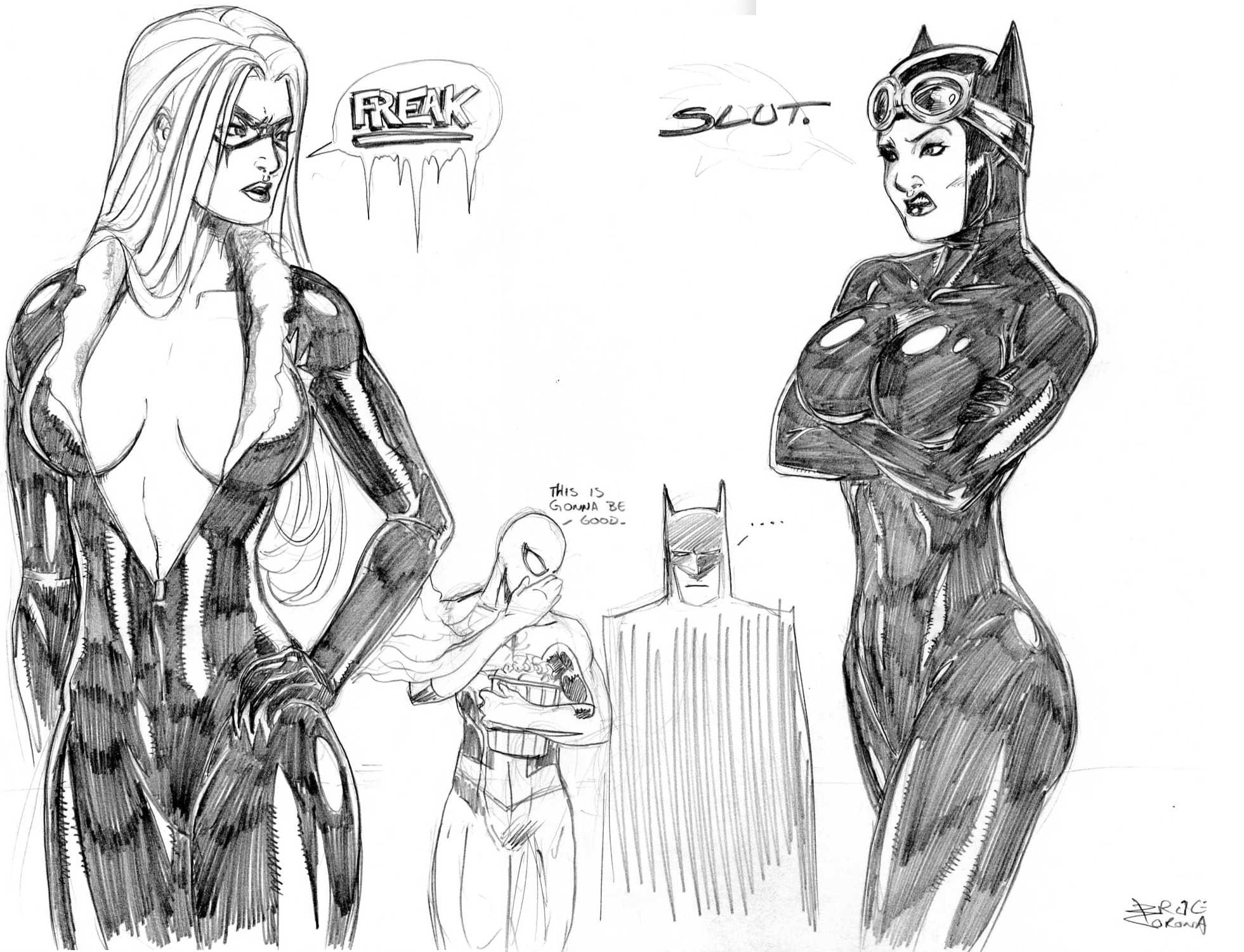 1080P, Batman, cats, DC comics, art, spiderman, marvel, black, hd, x, dc, cat, comics, catwoman, animals, HD Wallpaper