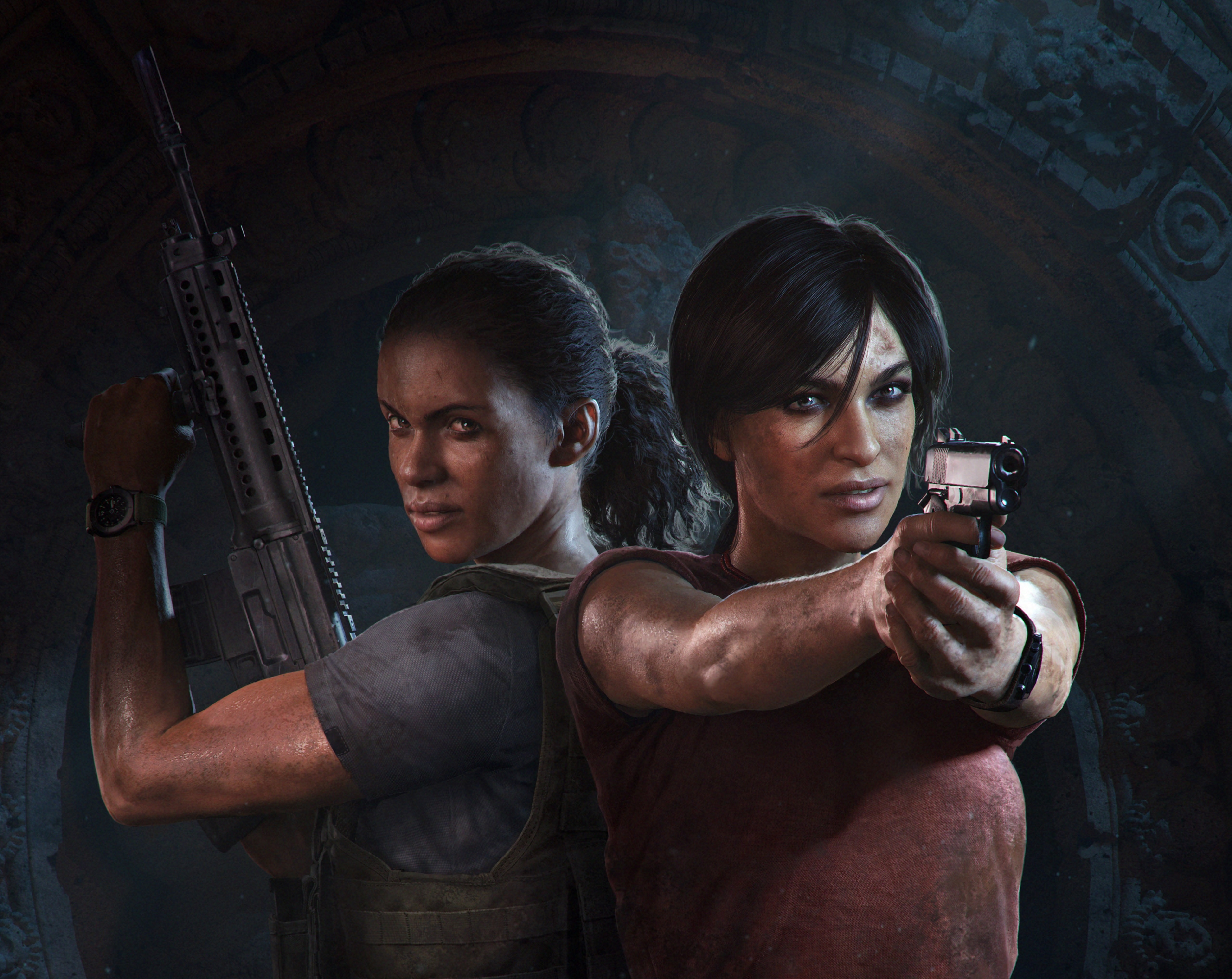 looking at camera, young women, waist up, indoors, videogame, strength, beauty, Weapons, Girls, gun, beautiful woman, Nadine, aggression, front view, Game, HD Wallpaper