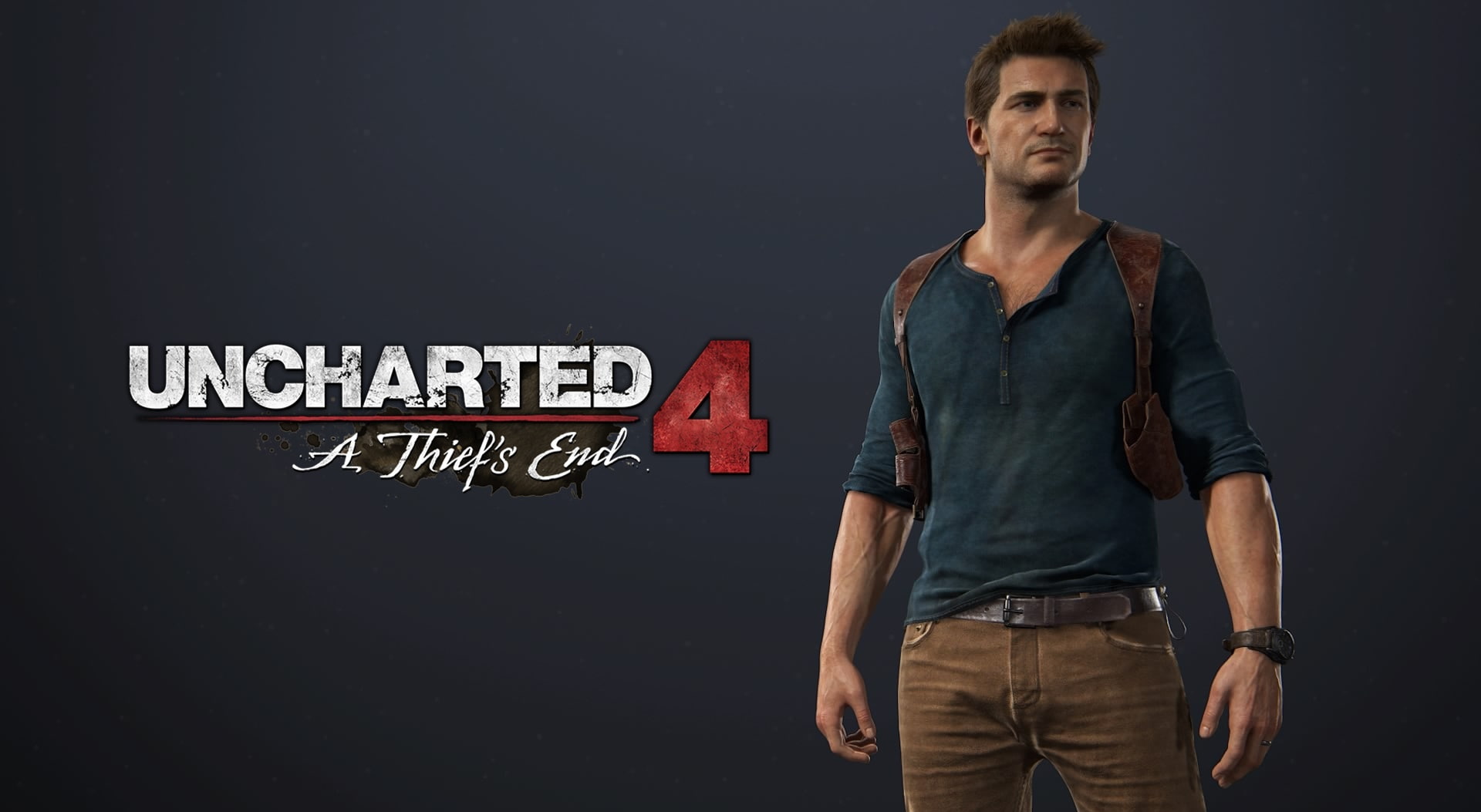 one person, men, Uncharted, Games, black background, jeans, indoors, uncharted 4, looking at camera, holding, portrait, agent, 1080P, casual clothing, HD Wallpaper