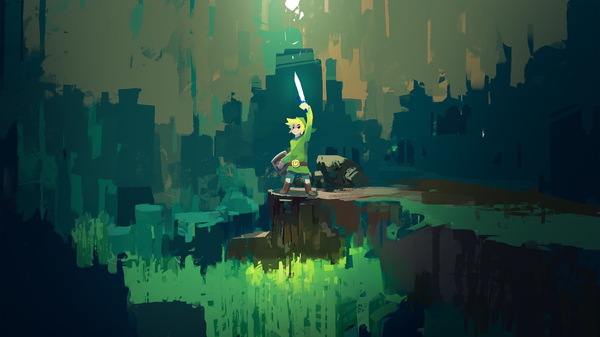 Link, The Legend of Zelda, digital art, 1080P, artwork, LOZ, video games, Master Sword, HD Wallpaper