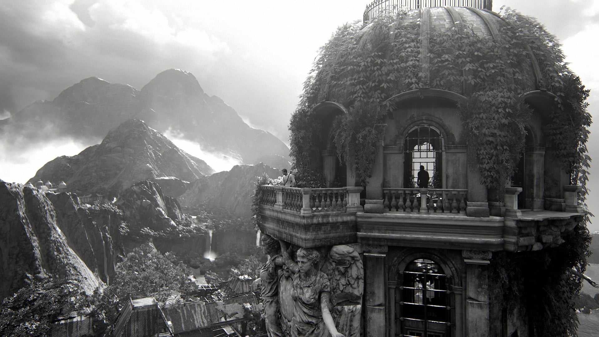 Uncharted 4: A Thiefs End, Naughty Dog, Libertaliya, Nathan Drake, 1080P, Playstation 4, tower, statues, HD Wallpaper