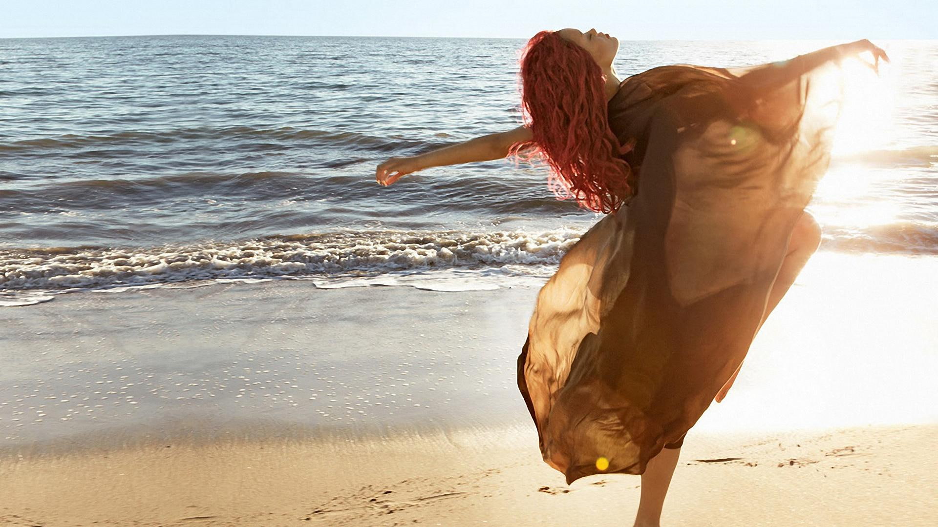 sun, sea, 1080P, beach, rihanna, sand, HD Wallpaper