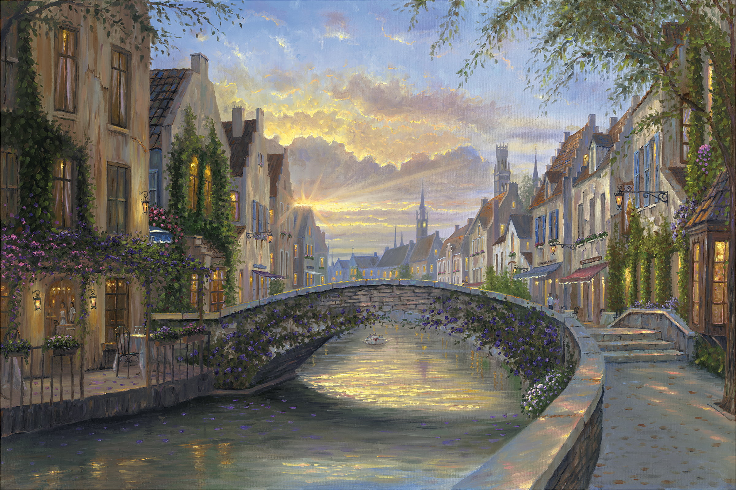 1080P, water channel, tourism, architecture, twilight, sunset, urban Scene, town, building Exterior, cultures, built Structure, reflection, waterfront, HD Wallpaper