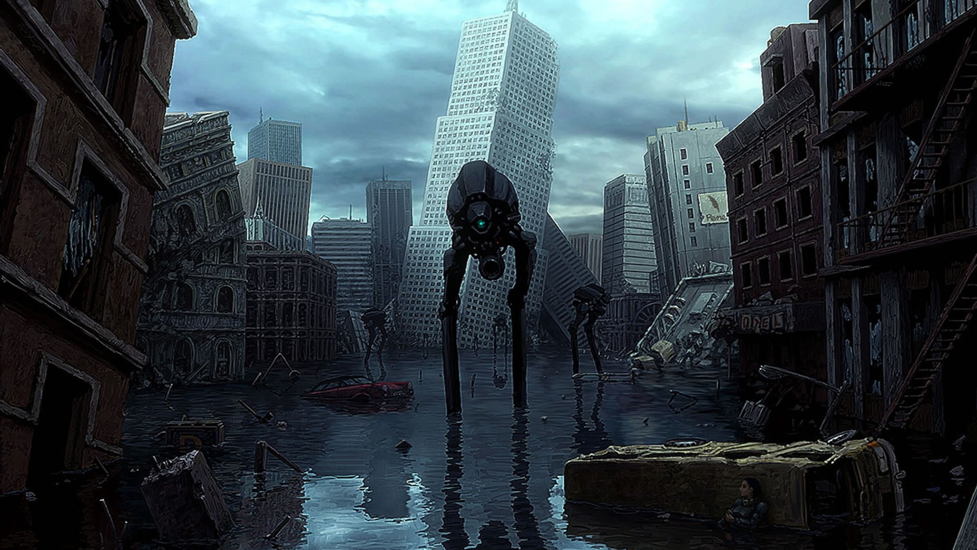 legs, attack, hd, alien, 1080P, mechanical, space, art, invasion, HD Wallpaper