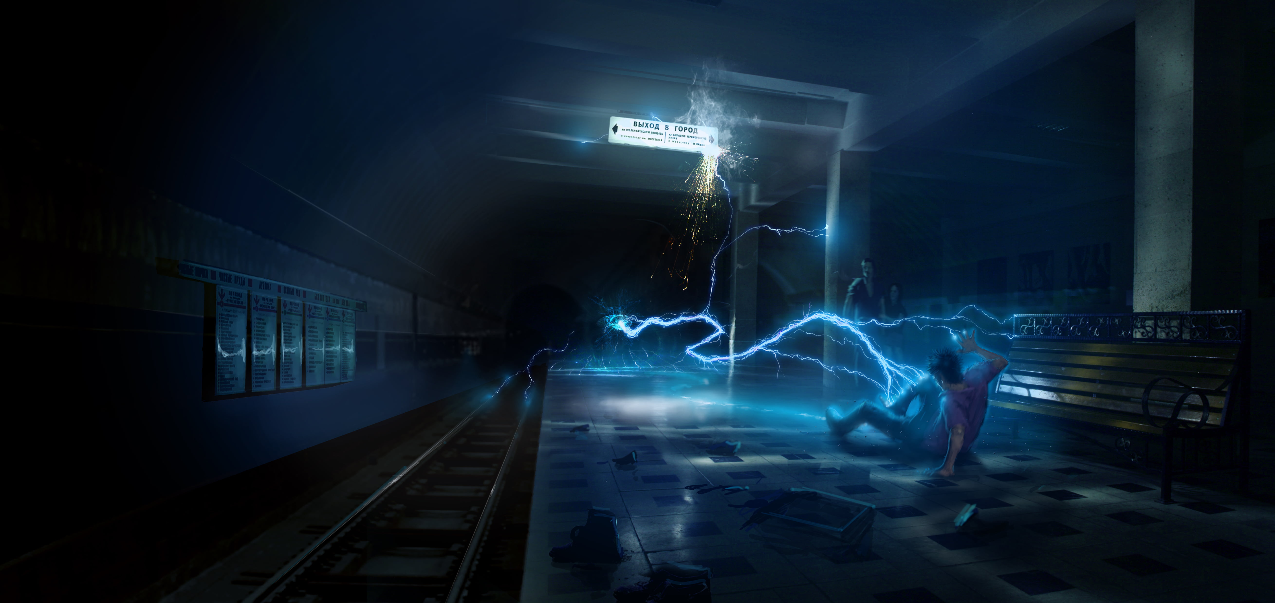 business, technology, illustration, mode of transportation, street, futuristic, station, digital composite, dark, long exposure, action, abstract, light - Natural Phenomenon, HD Wallpaper