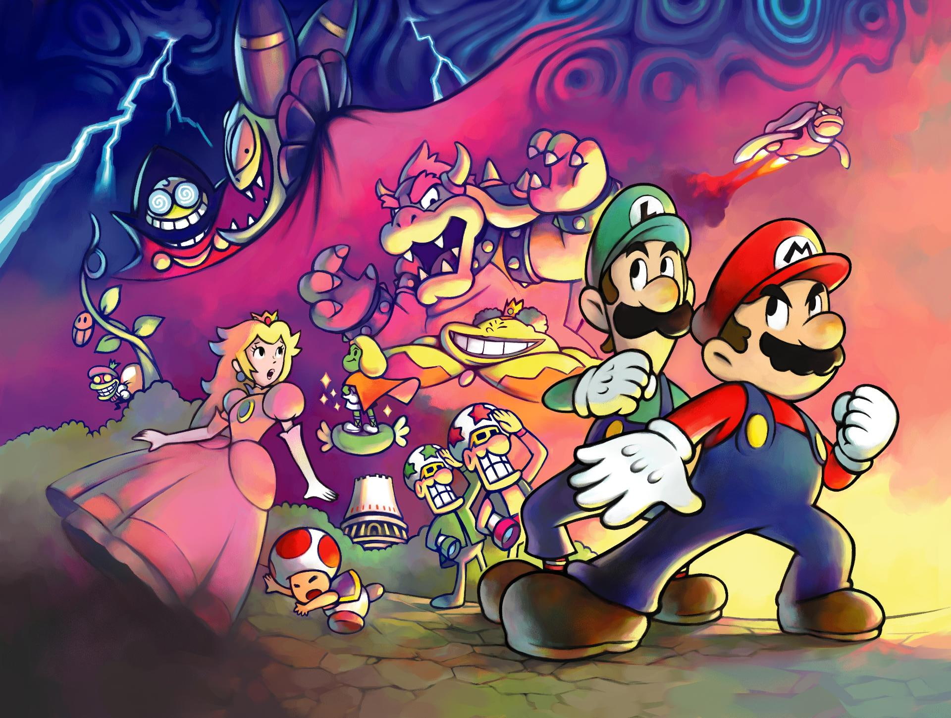 mario, bowser, peach, princess, 1080P, luigi, HD Wallpaper