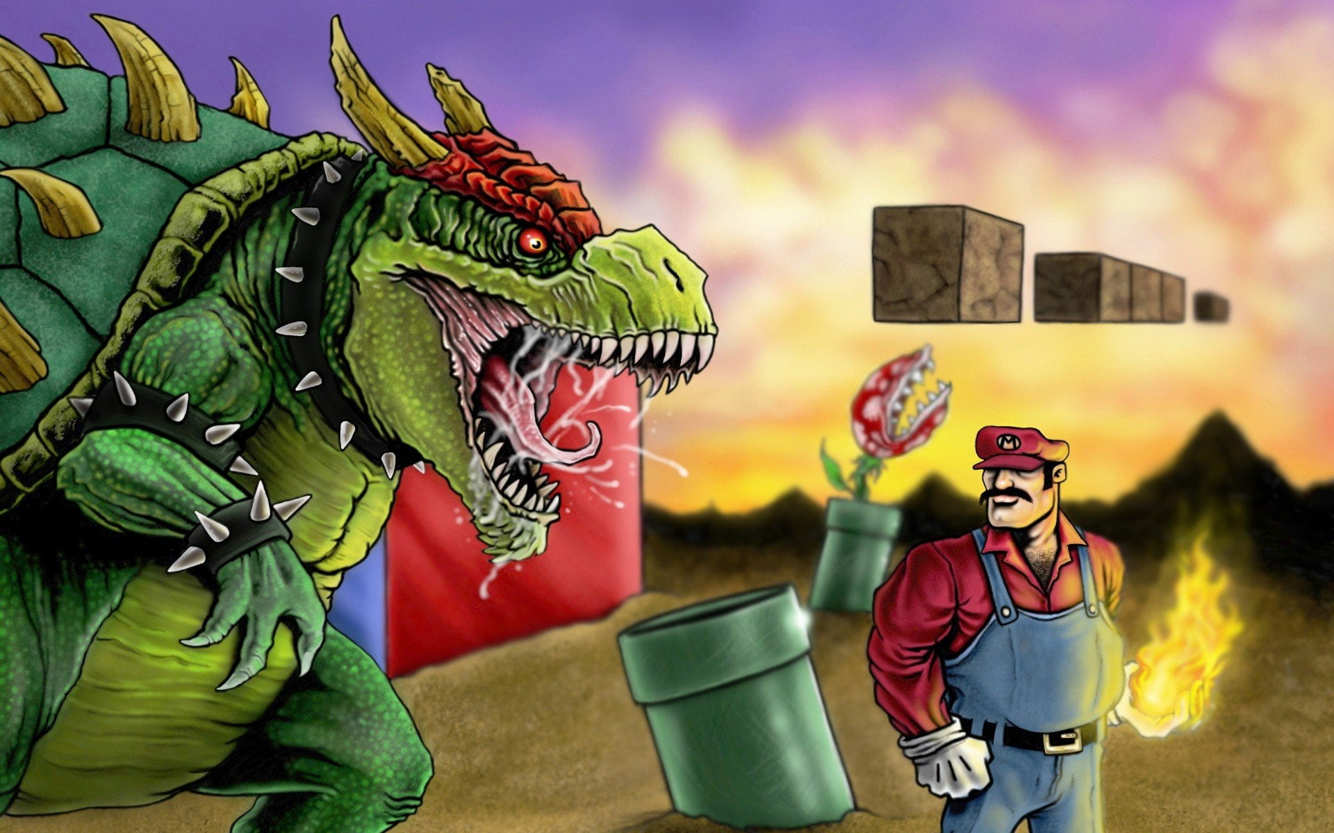 1080P, mario, game, super, realistic, artwork, bowser, bros, HD Wallpaper