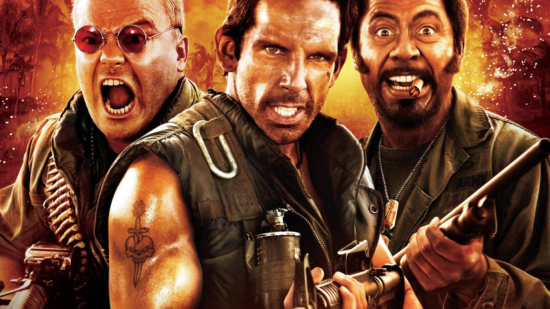 1080P, Robert Downey Jr., Jack Black, Movie, Ben Stiller, Tropic Thunder, HD Wallpaper