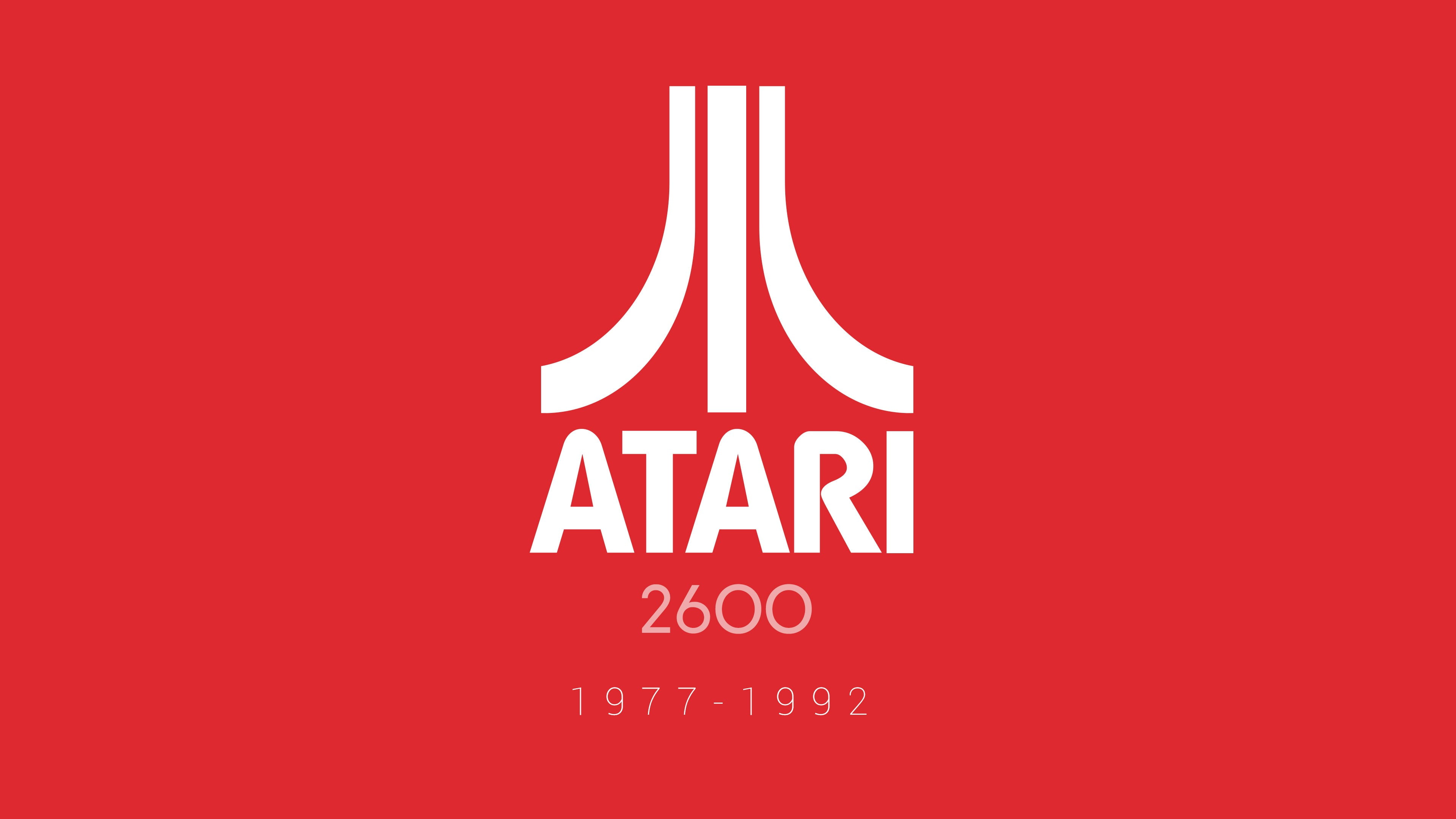 red, archival, capital letter, western script, symbol, sign, transportation, no people, white color, container, mode of transportation, atari video games logo red 2600, HD Wallpaper