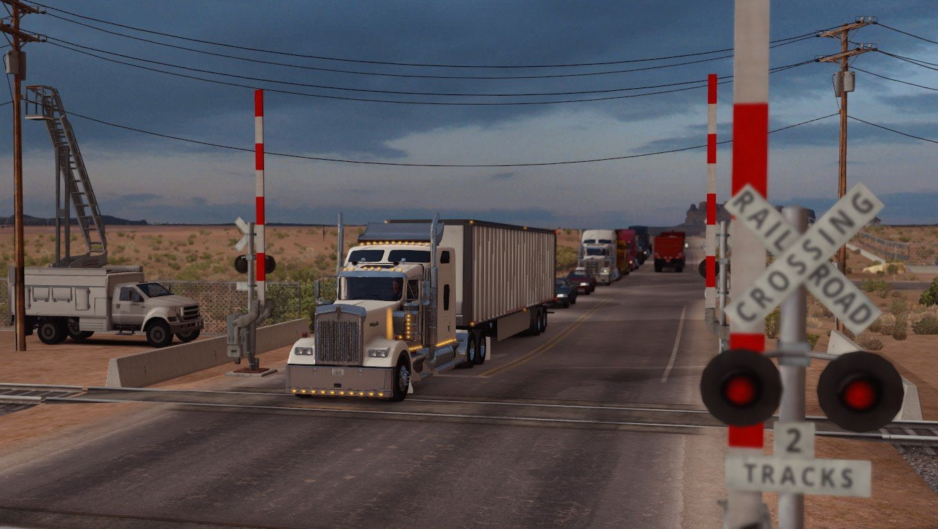 cable, mode of transportation, truck, city, communication, sign, american truck simulator trucks desert arizona video games, travel, industry, sky, transportation, HD Wallpaper