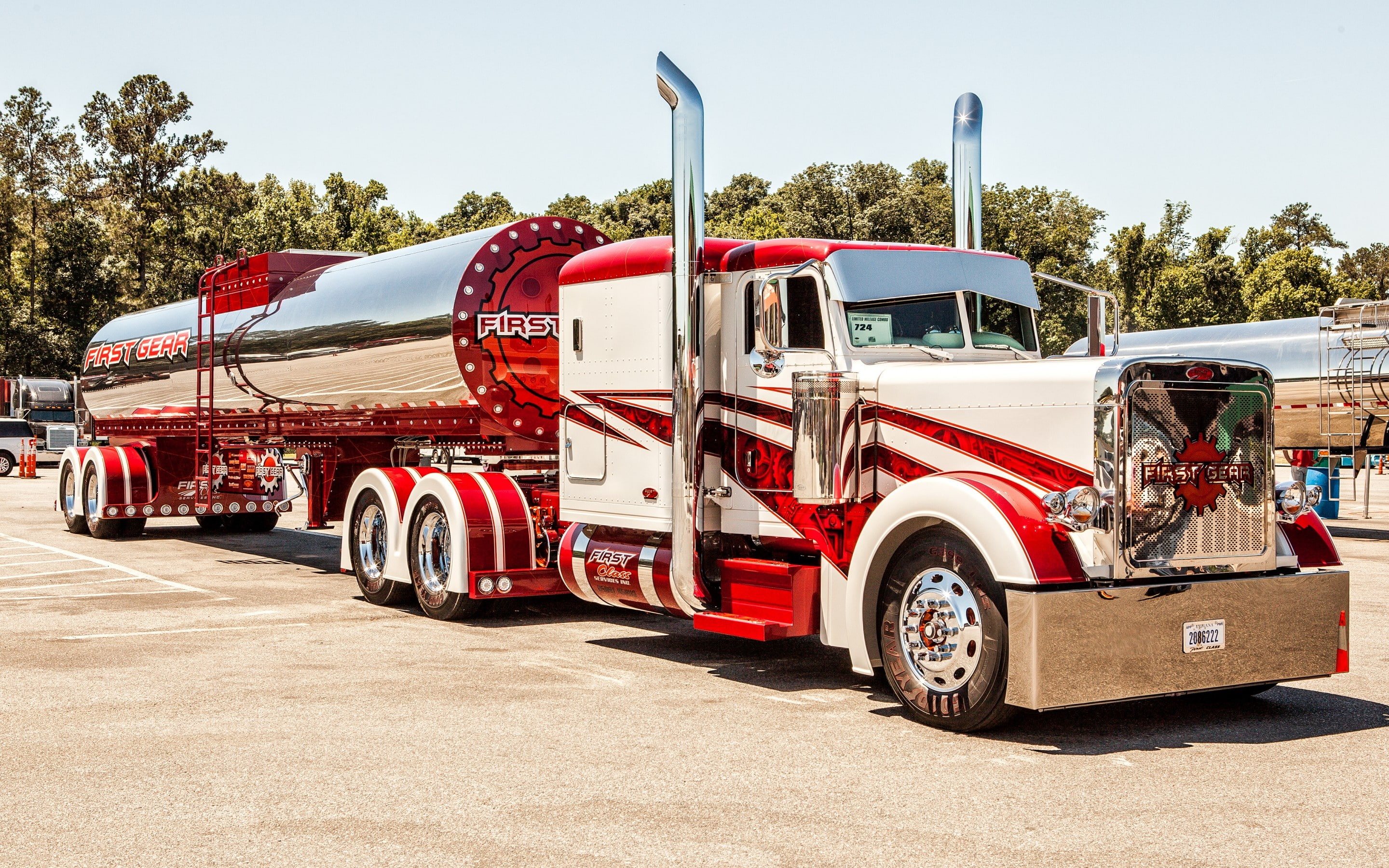 trucks, semi, peterbilt, 2K, stripes, 389, tractor, HD Wallpaper
