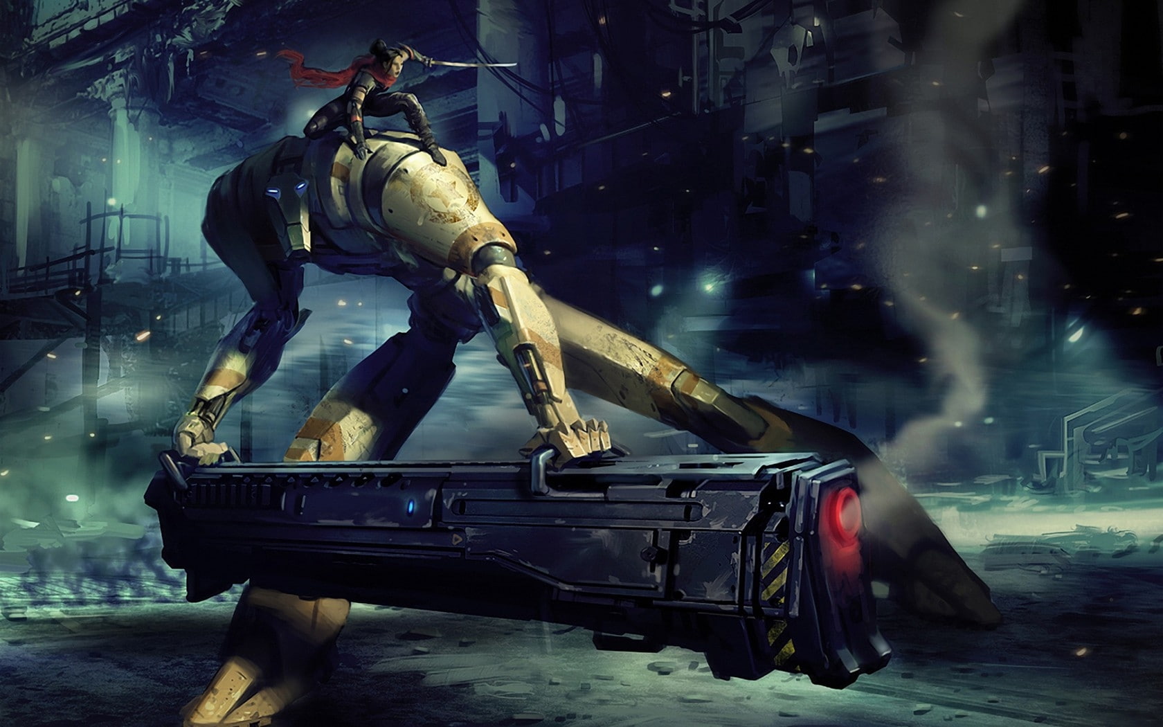 Robots, 720P, artwork, weapons, x, Futuristic, hd, fantasy, art, HD Wallpaper