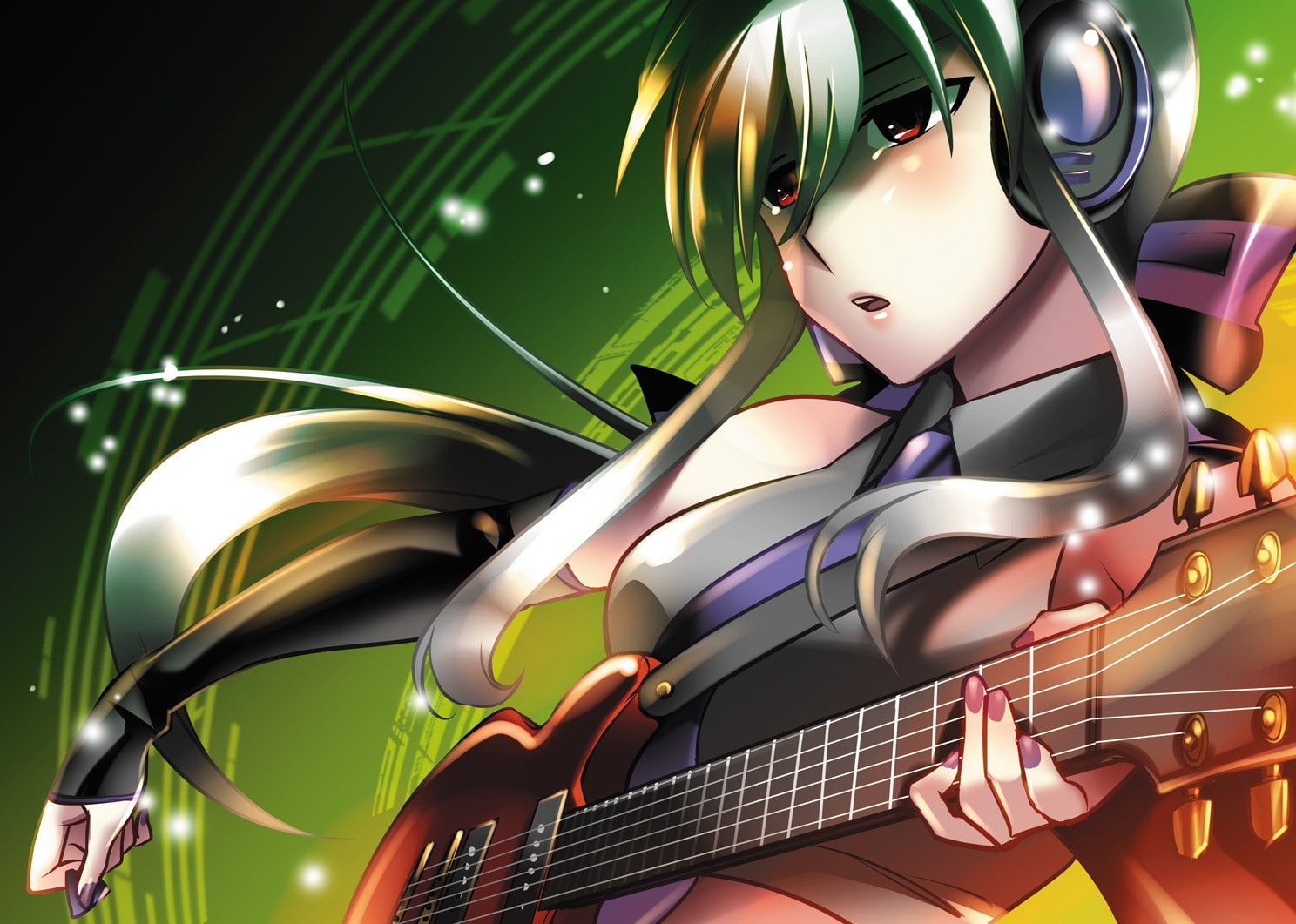 fanmade, haku, vocaloid, 720P, yowane, guitars, HD Wallpaper