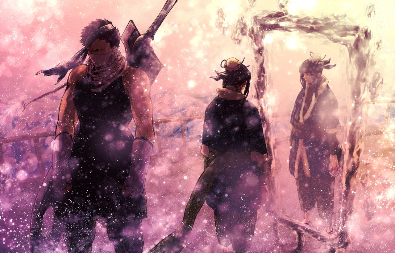 x, snow, hd, Naruto: Shippuden, shippuden, haku, naruto, art, zabuza, anime, 720P, HD Wallpaper