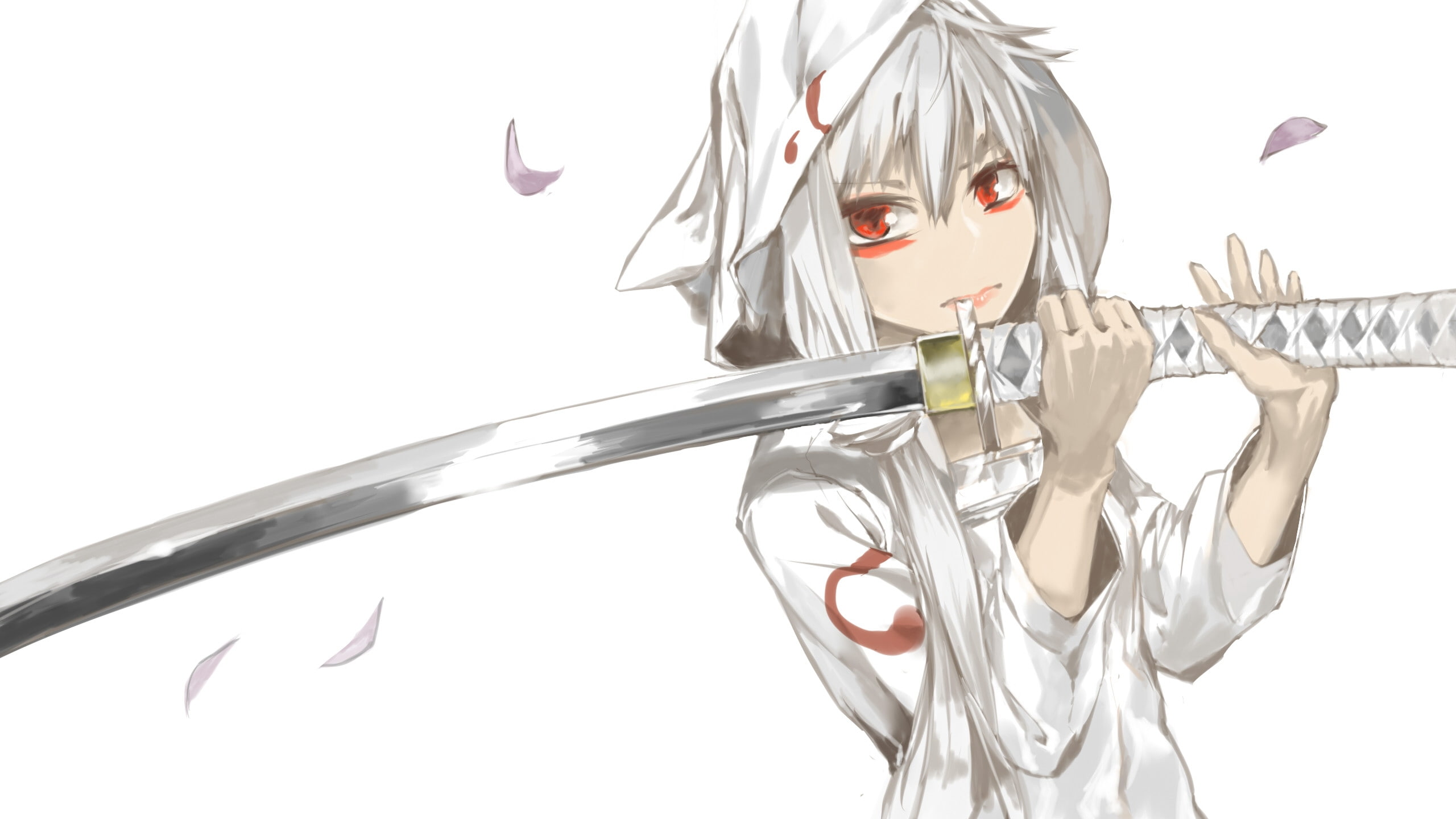 katana, Anime, yowane haku, vocaloid, 2K, HD Wallpaper