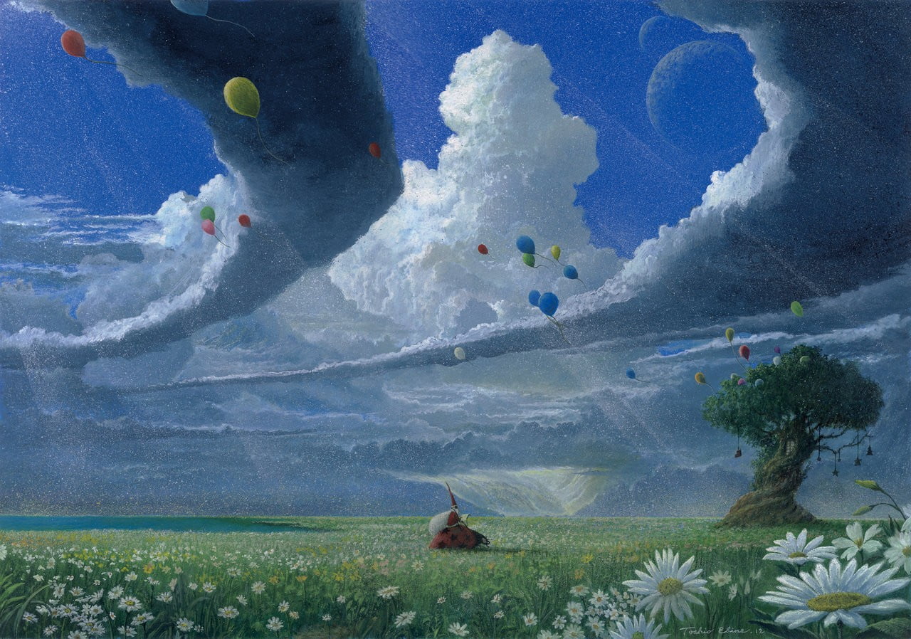 white, plant, sky, one animal, illustration, flowers, snow, plains, clouds, outdoors, wizard, day, animal themes, balloon, tranquil scene, white color, HD Wallpaper