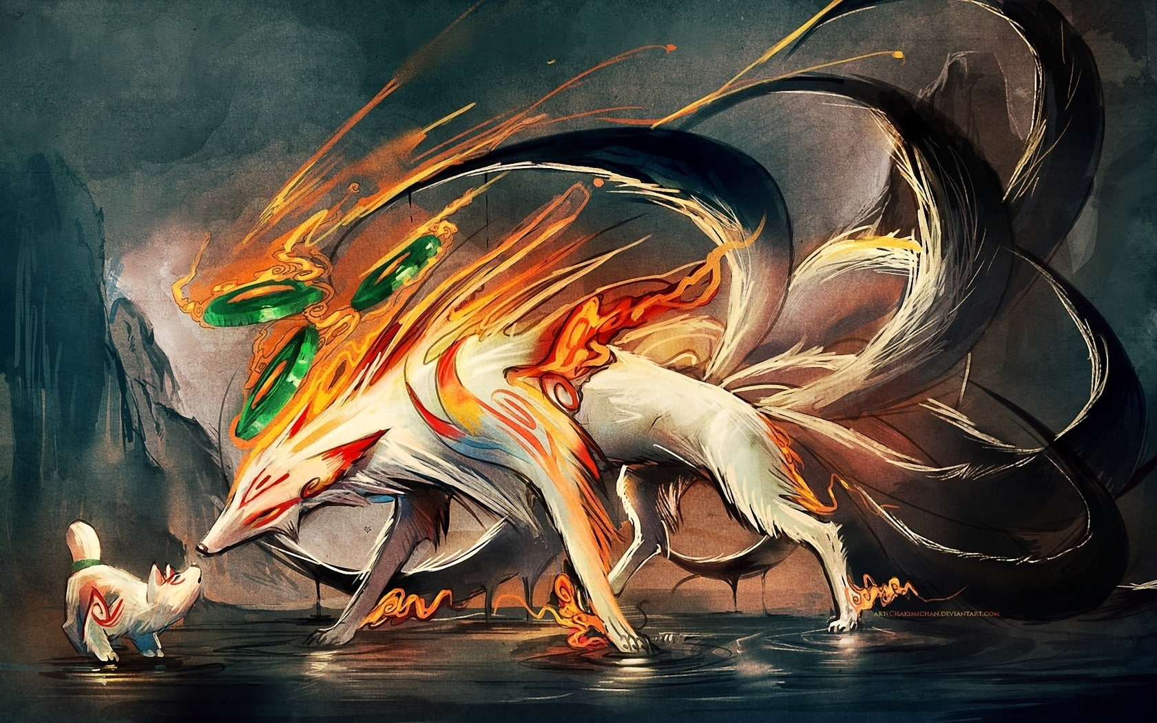 Video Games, abstract, x, 720P, art, video, games, Okami, sakimichan, fantasy, hd, alternative, artwork, HD Wallpaper