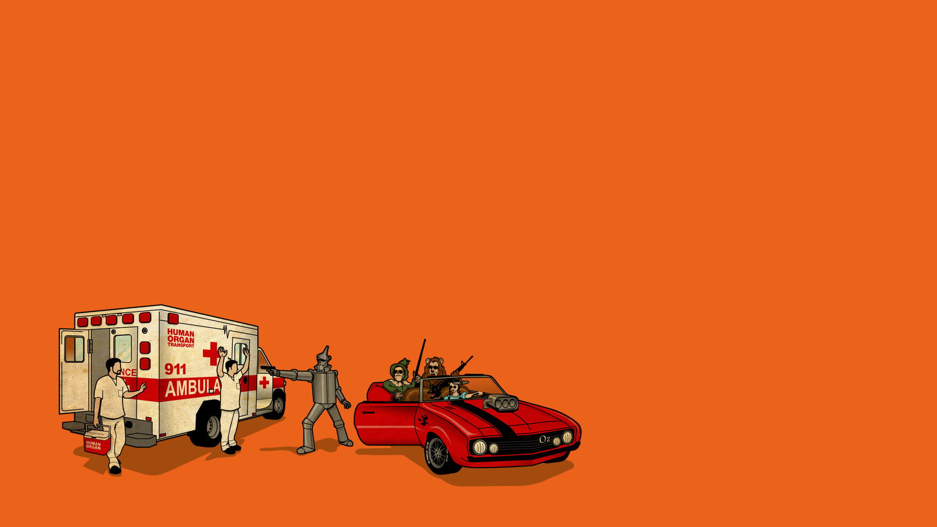 mode of transportation, robot, copy space, industry, creativity, innovation, indoors, red, car, the wizard of oz, orange color, 1080P, transportation, HD Wallpaper