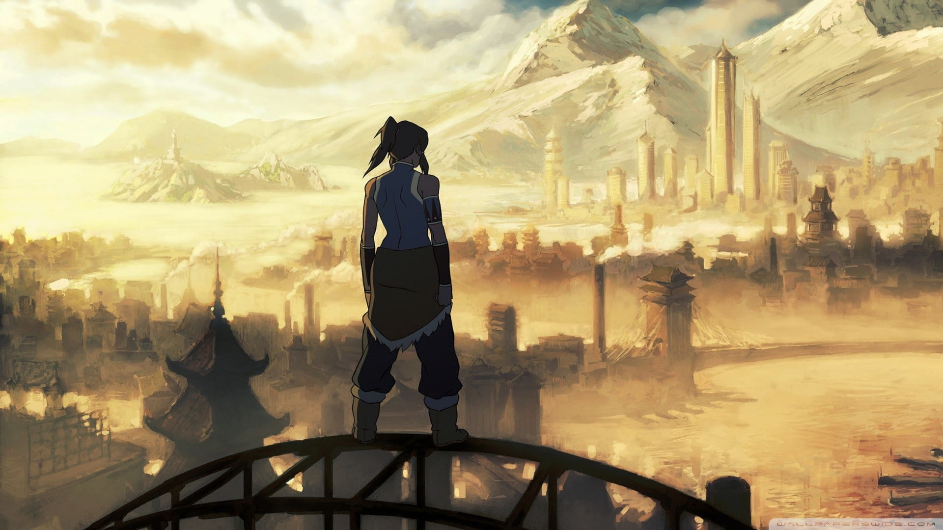 1080P, architecture, leisure activity, cloud - sky, lifestyles, sky, nature, women, rear view, built structure, The Legend of Korra, outdoors, one person, HD Wallpaper