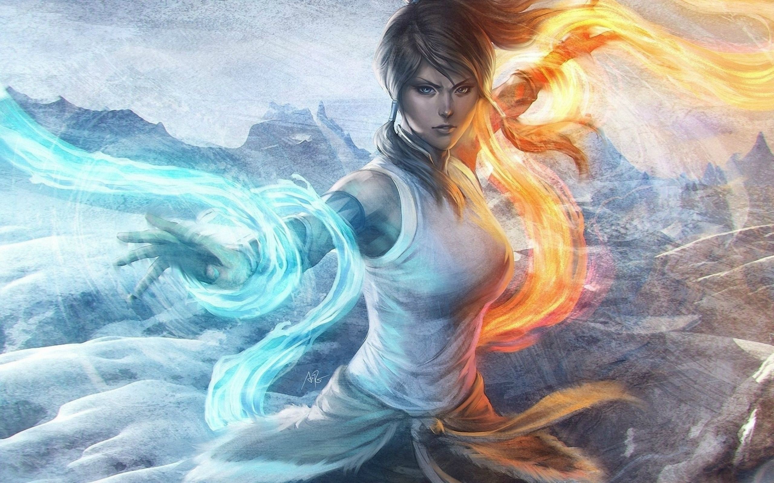 beautiful woman, one person, real people, beauty, drawing, motion, long hair, nature, sea, hair, lifestyles, multi colored, hairstyle, The Legend of Korra, HD Wallpaper