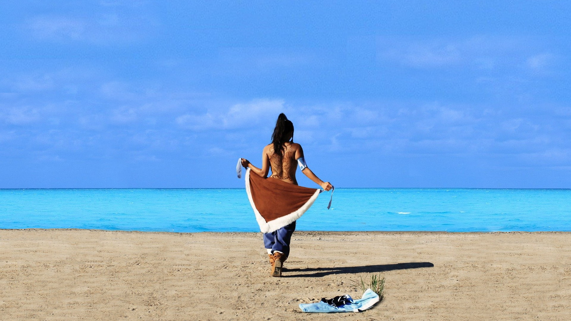 avatar, korra, hd, 1080P, cosplay, bodies, x, faces, legend, nature, tattoos, beach, beaches, art, HD Wallpaper